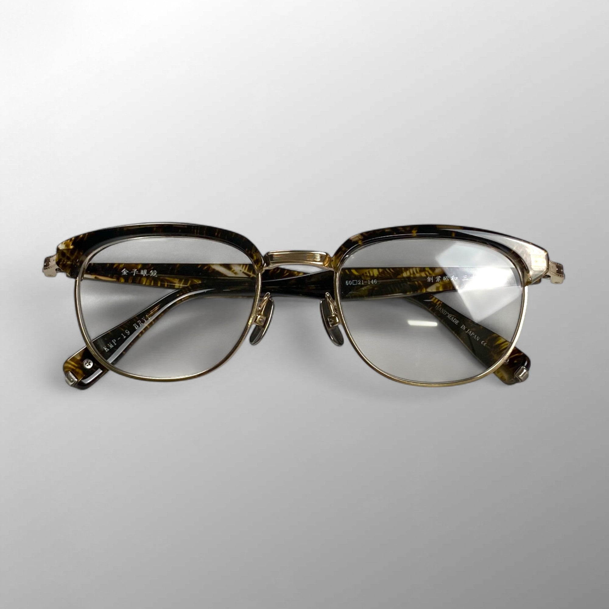 金子眼鏡 「PREMIUM」ライン / サーモント シルバーコンビ ブラウンイエロー 度なしクリアレンズ  参考定価：82,000+tax