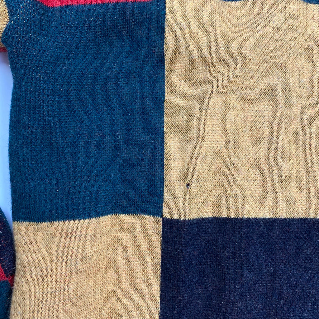 HAI sporting gear ハイ スポーティングギア / VINTAGE ブロックチェック クルーネックニットカーディガン SIZE:S程度