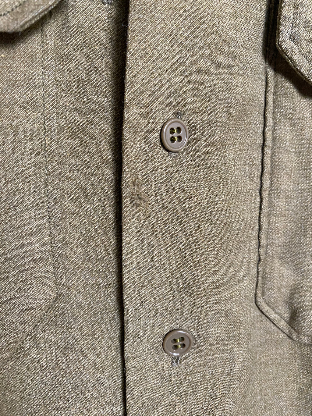 推定40’s US ARMY M-37 マスタード ウール シャツ ガスフラップ付 マチ付