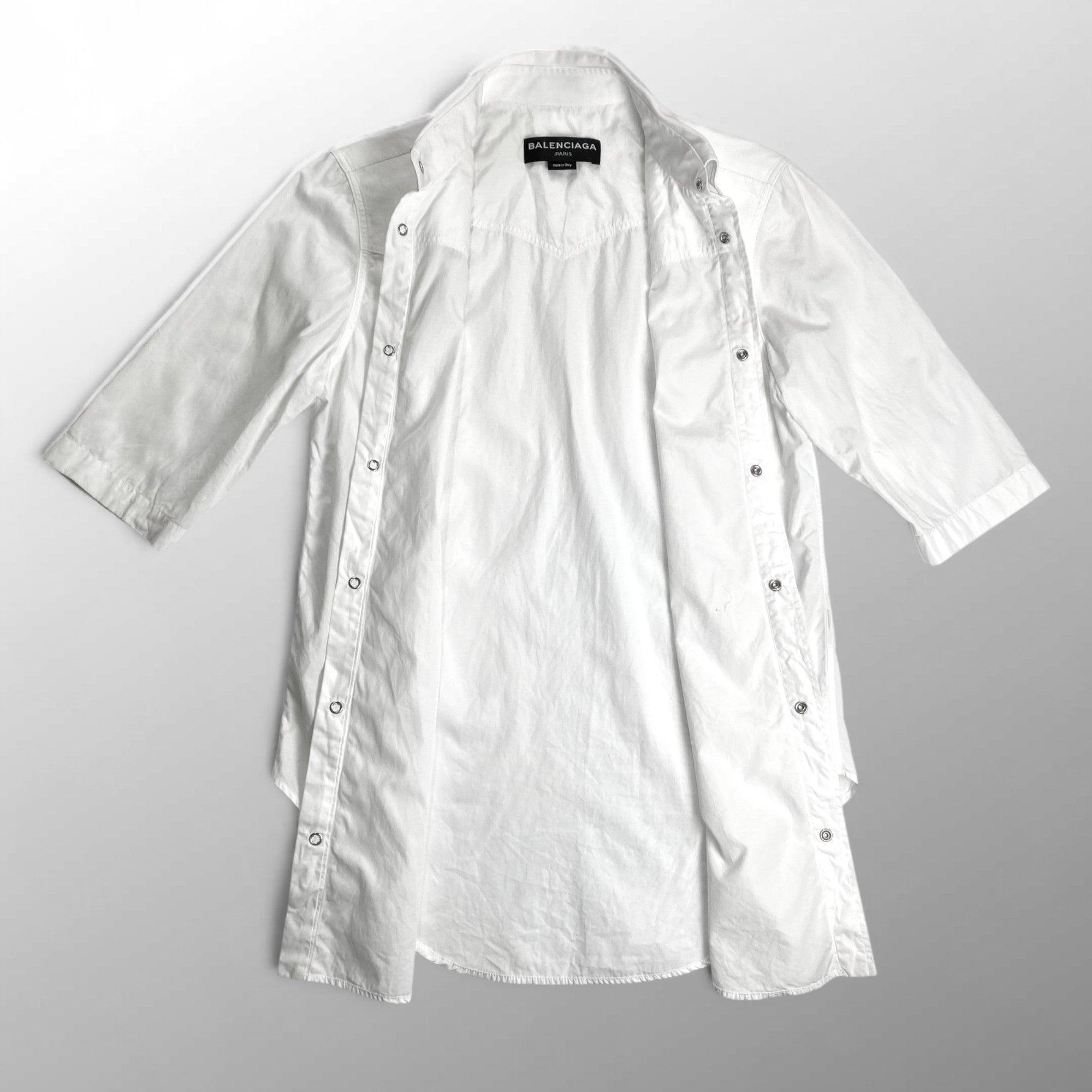 【デムナ期 ユニセックス】 BALENCIAGA バレンシアガ / WESTERN SHORT SLEEVE SHIRT スナップ シャツ ホワイト SIZE:37