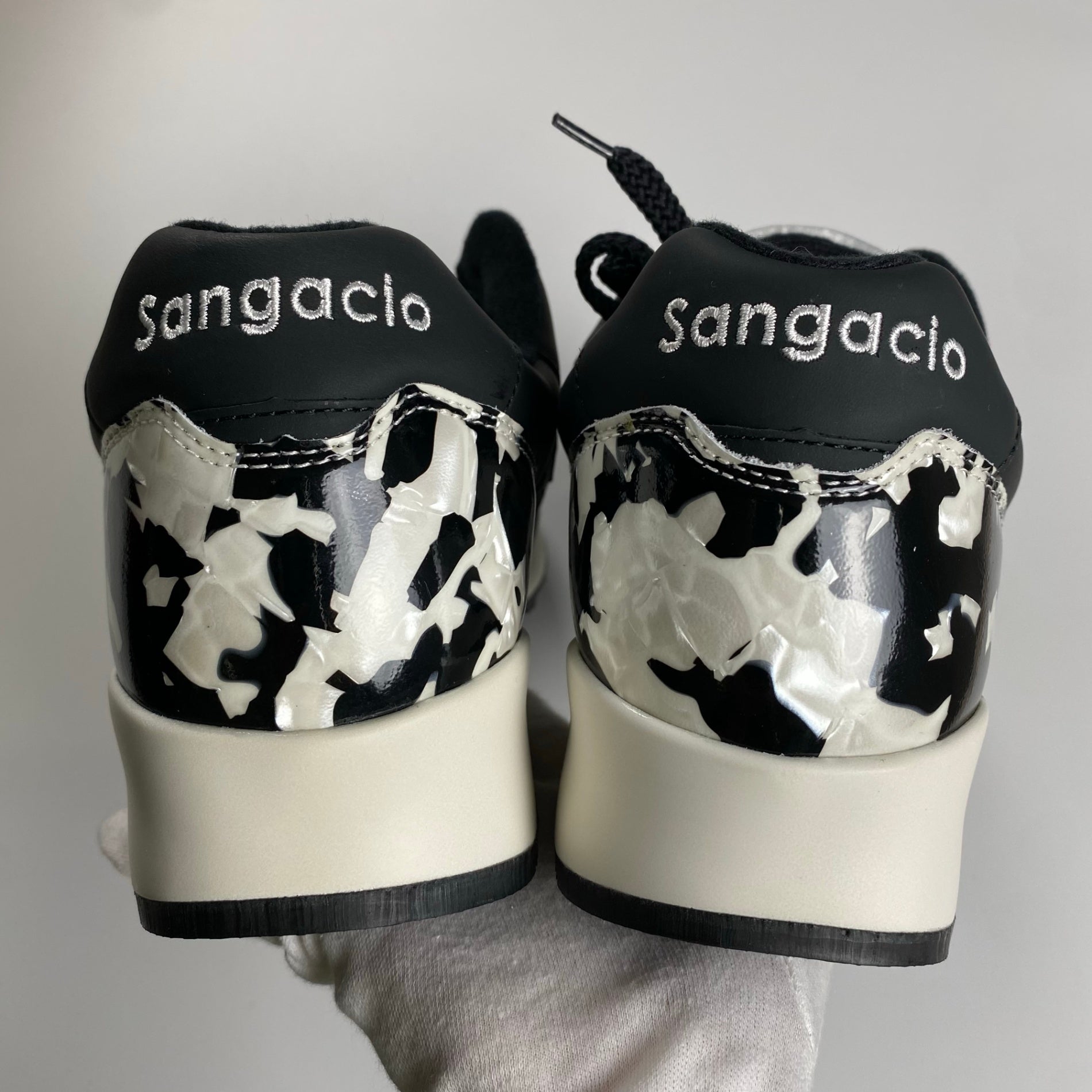【未使用】 SANGACIO サンガッチョ / Be BLACK STONE オイルドレザー スニーカー 100足限定 参考定価：26,000+tax