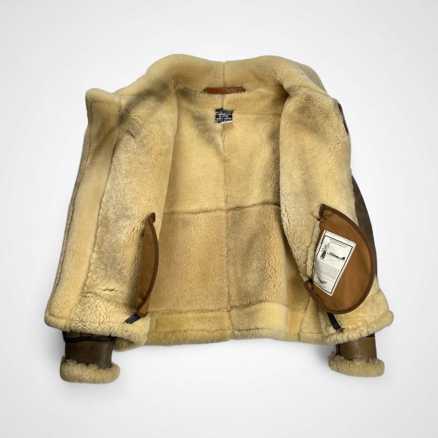 AVIREX アヴィレックス / B-3ムートンジャケット 革パッチ 78年復刻 SCOVILLジッパー 硬化なし SIZE：40