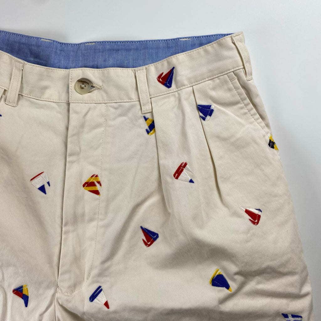 【未使用】 BEAMS PLUS ビームスプラス / 2 Pleats Shorts Embroidery On Print 5ポケット 2タック ハーフパンツ 参考定価：30,000+tax SIZE:L