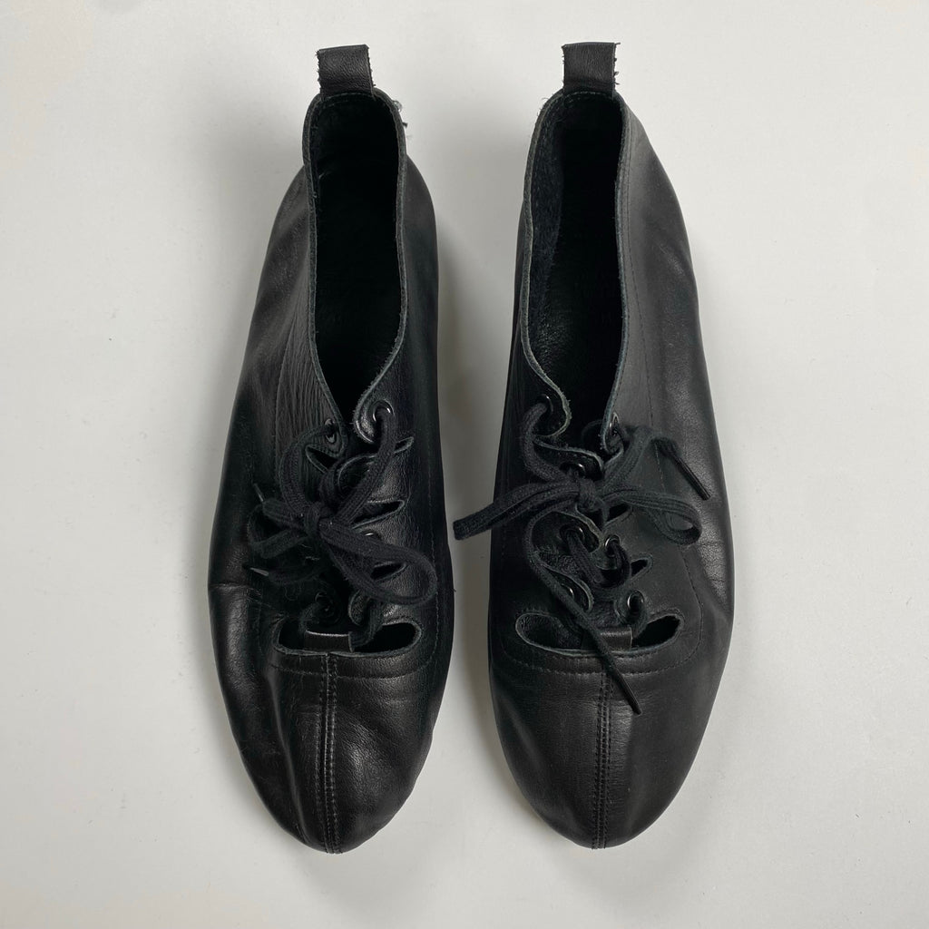 VINTAGE 8-90s yohji yamamoto ヨウジヤマモト / Gillies shoes ギリーシューズ レザー ブラック 丸文字 SIZE:M(23cm程度)