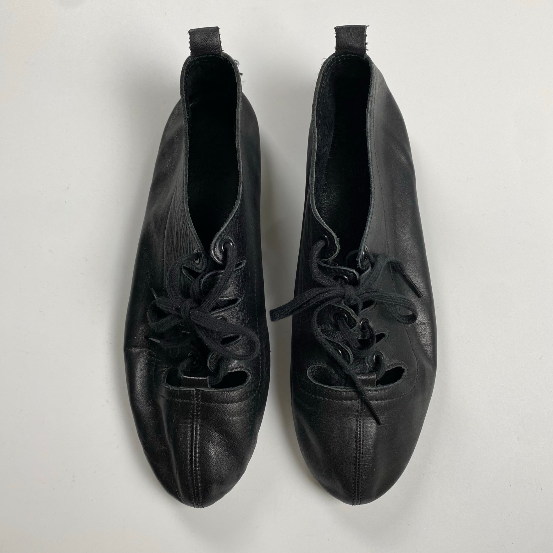 VINTAGE 8-90s yohji yamamoto ヨウジヤマモト / Gillies shoes ギリーシューズ レザー ブラック 丸文字 SIZE:M(23cm程度)
