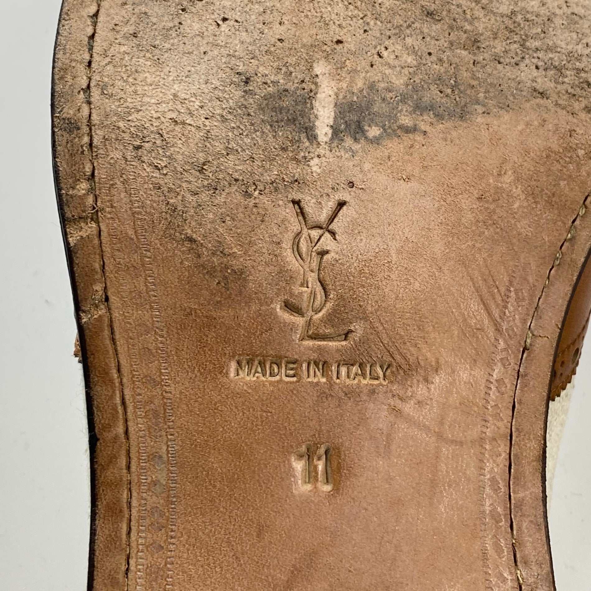 【VINTAGE】 YVES SAINT LAURENT イブサンローラン / ヴィンテージ キャンバス×レザー ウイングチップ SIZE：11