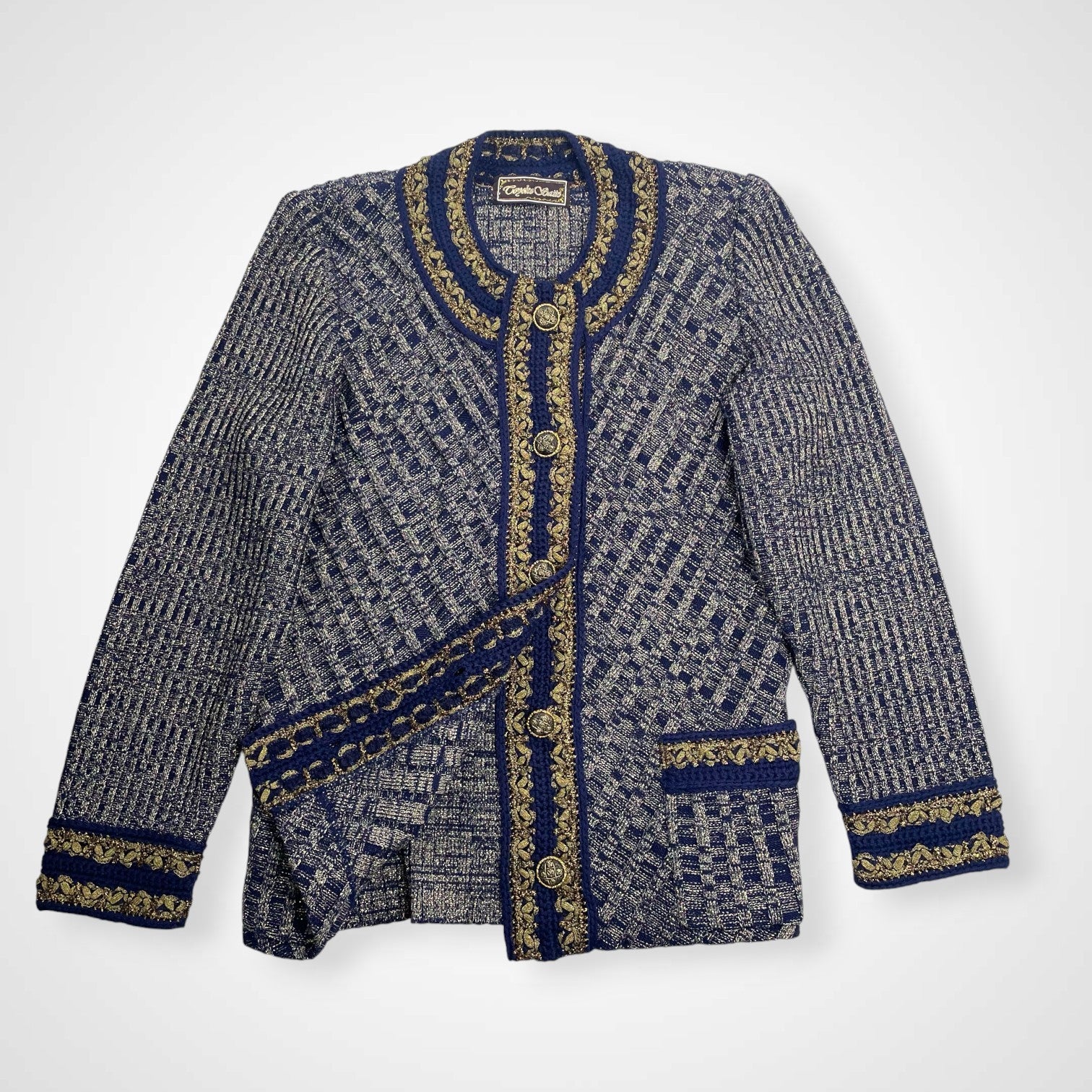 齋藤都世子 toyoko saito / エンブロイダリーニットセットアップ 参考定価：150,000程度 SIZE:M-L程度