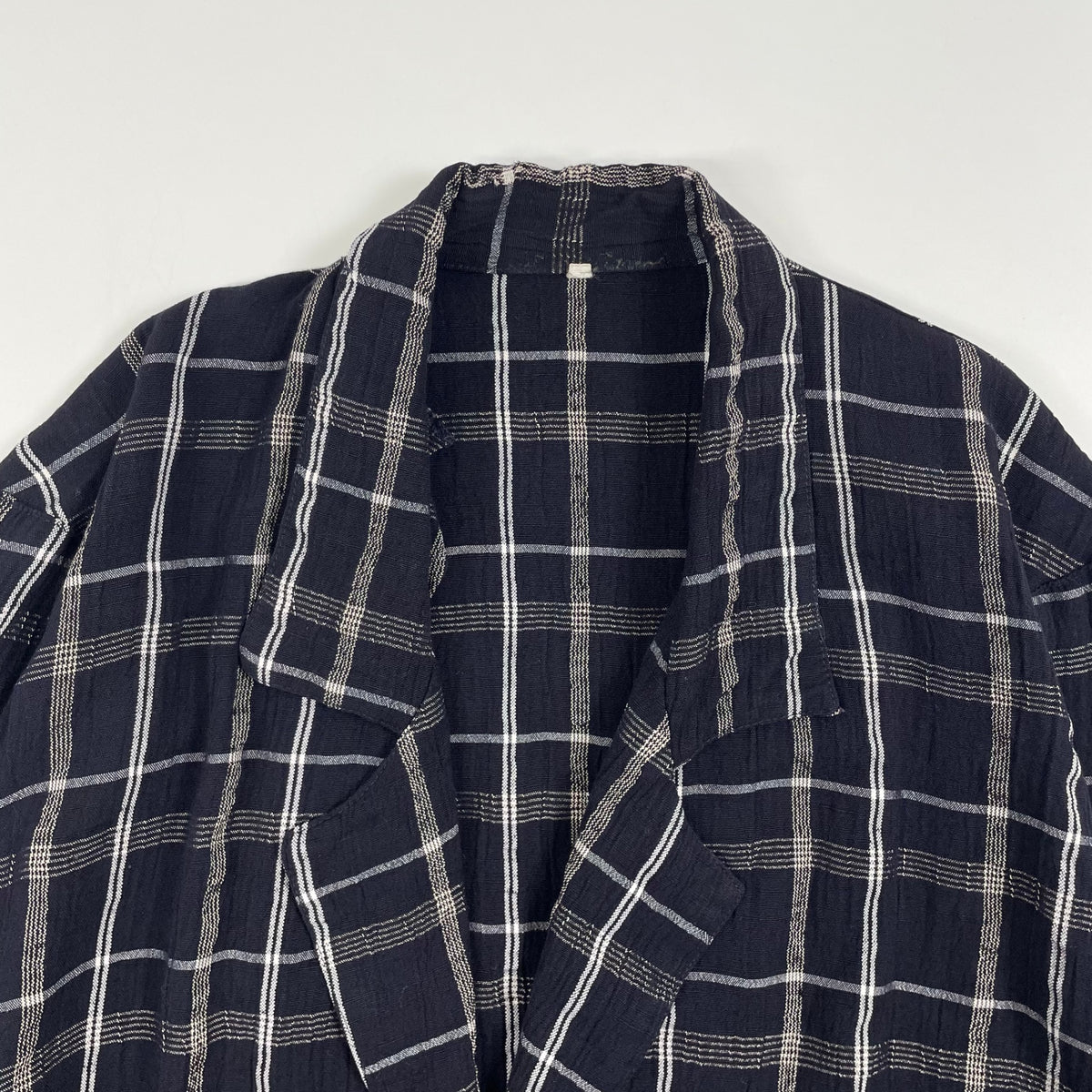 EURO VINTAGE / リンクルチェックジャケット ネイビー SIZE:S