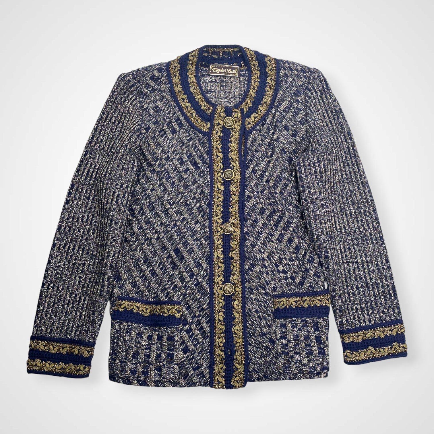 齋藤都世子 toyoko saito / エンブロイダリーニットセットアップ 参考定価：150,000程度 SIZE:M-L程度
