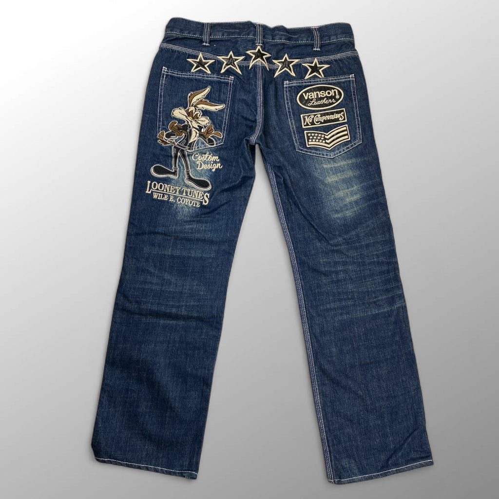 vanson × LOONEY TUNES / デコレーション デニムパンツ 刺繍 ワッペン SIZE:32