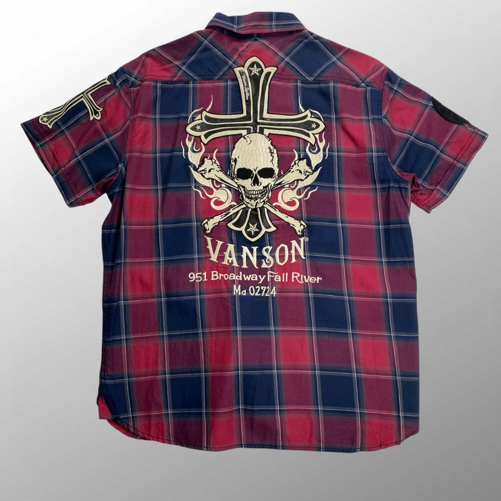 vanson ヴァンソン / スカル＆クロス チェックシャツ SIZE:L