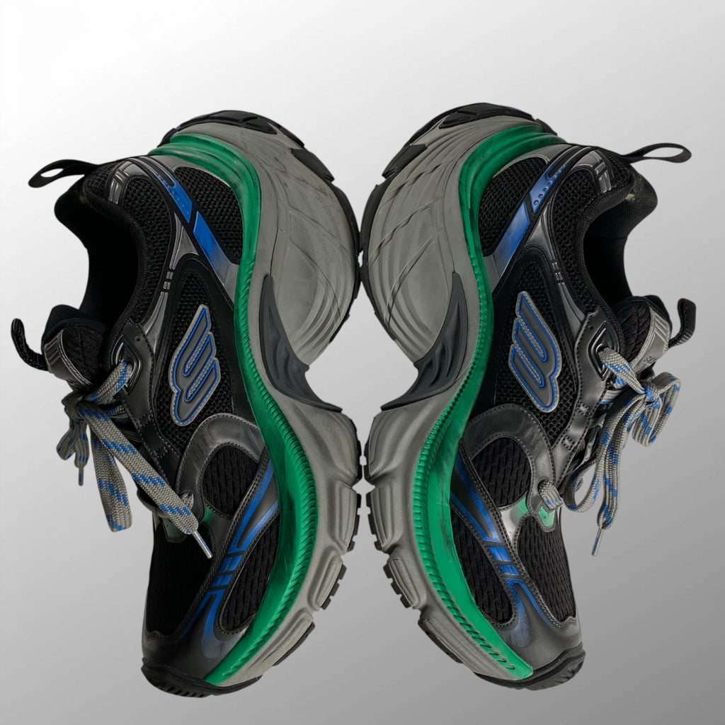 【鑑定済み】 BALENCIAGA バレンシアガ / 10XL ローカットスニーカー 希少カラー ブラック グリーン ダメージ加工 784344 SIZE：27.5