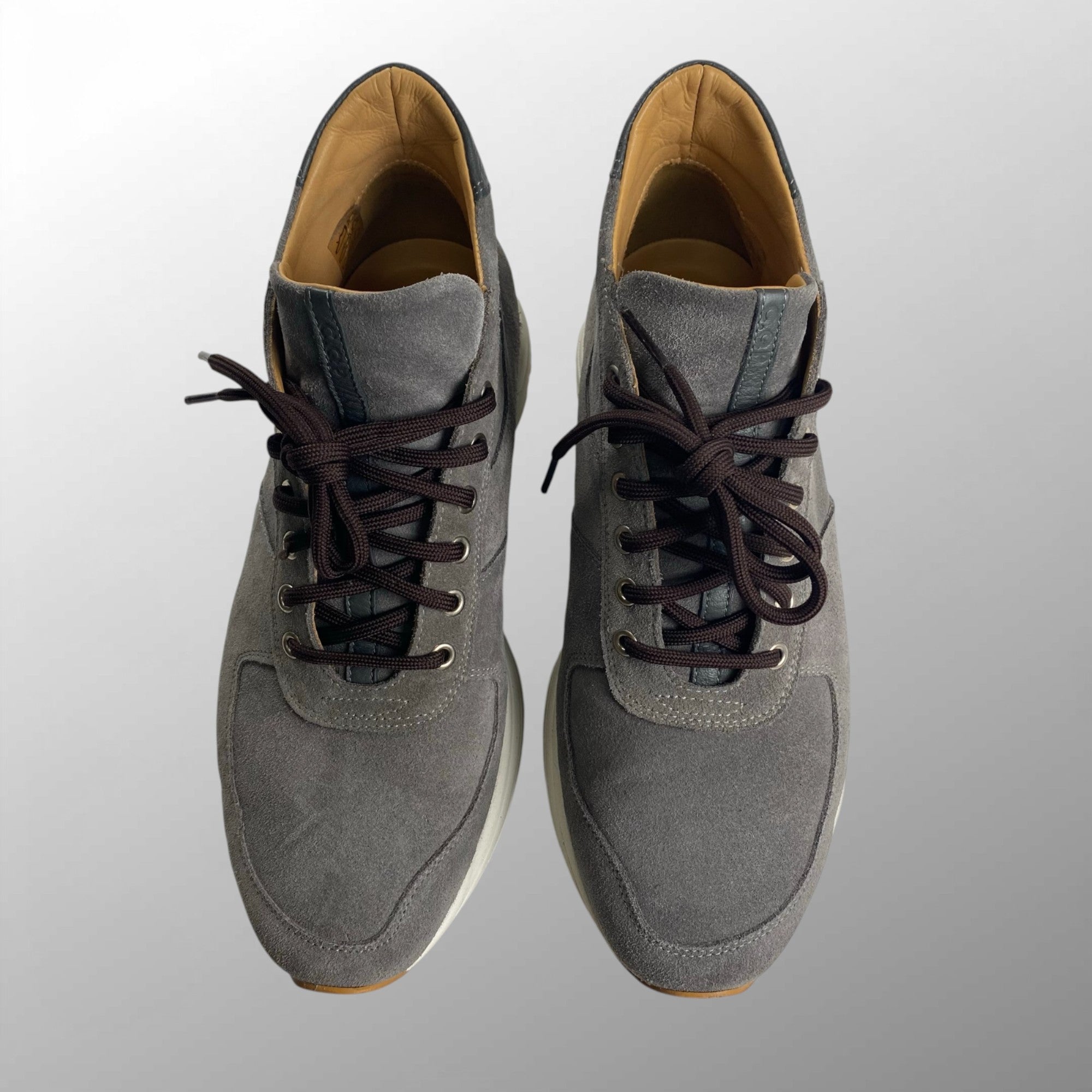 【美品】 C.QP シーキューピー / カーフスウェードミッドスニーカー レザー グレー HAND MADE 参考定価：5-60,000程度 SIZE;40(26.5-27cm)