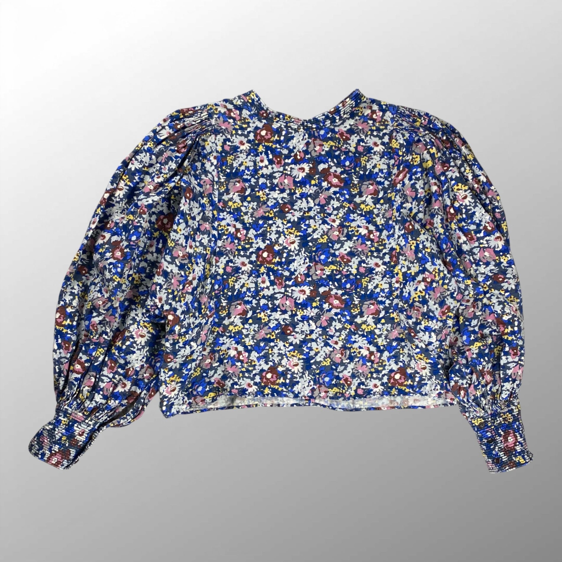 SOULEIADO ソレイアード / フラワープリント クロップドブラウス ボリュームスリーブ SIZE：36