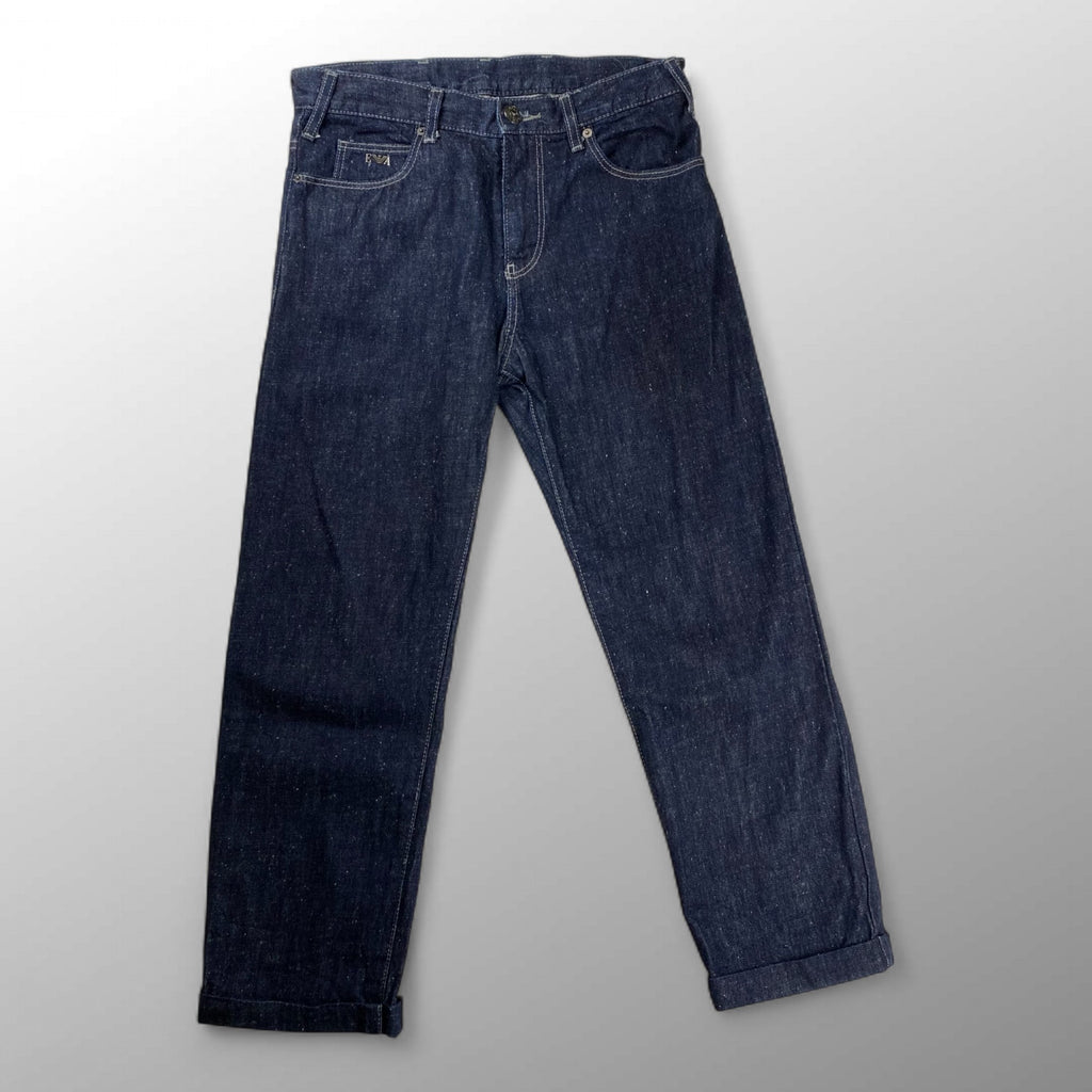 EMPORIO ARMANI エンポリオ アルマーニ / エンブレム デニムパンツ 裾ダブル SIZE：W30