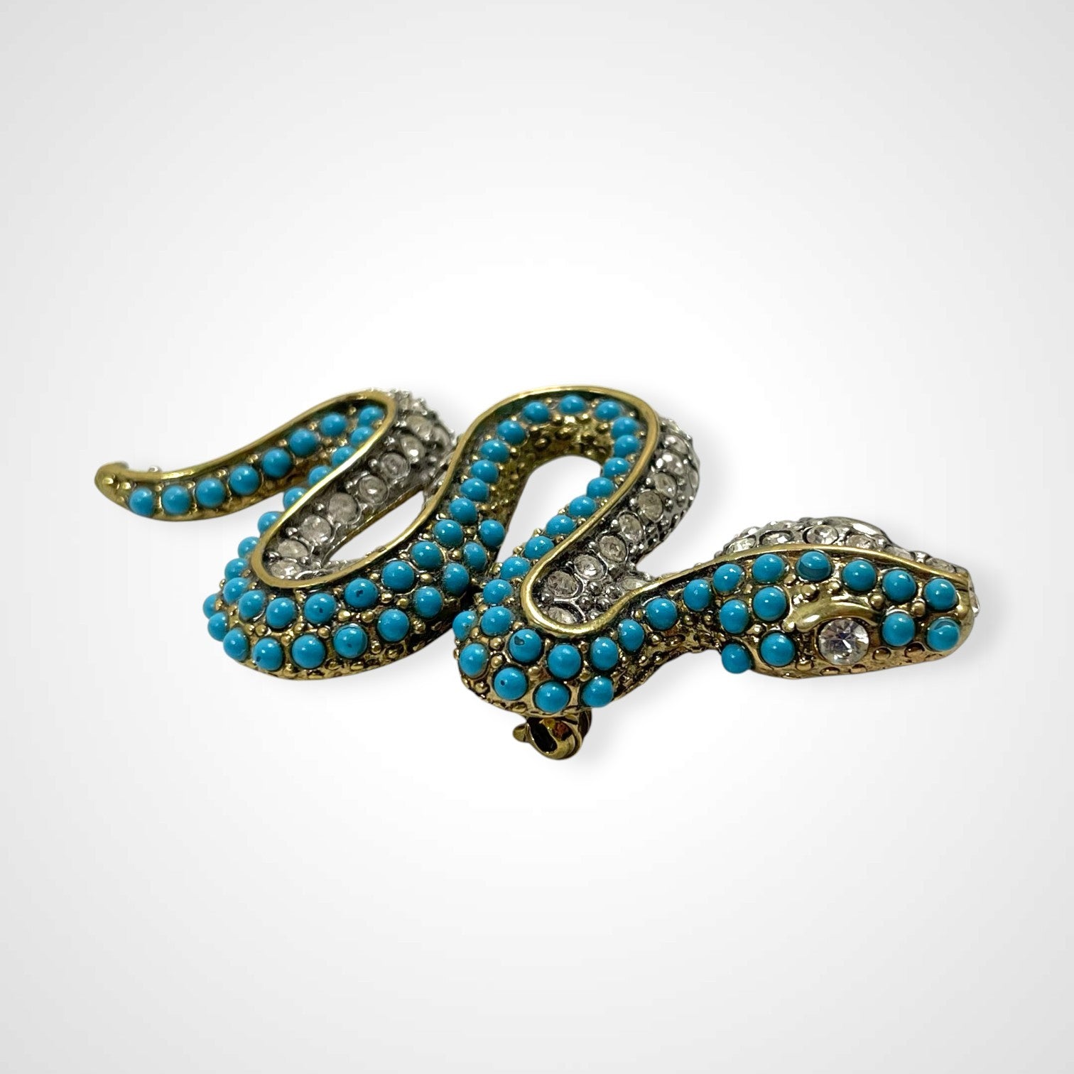 Kenneth  Jay  Lane ケネス・ジェイ・レーン / ターコイズ×ダイヤ スネークブローチ