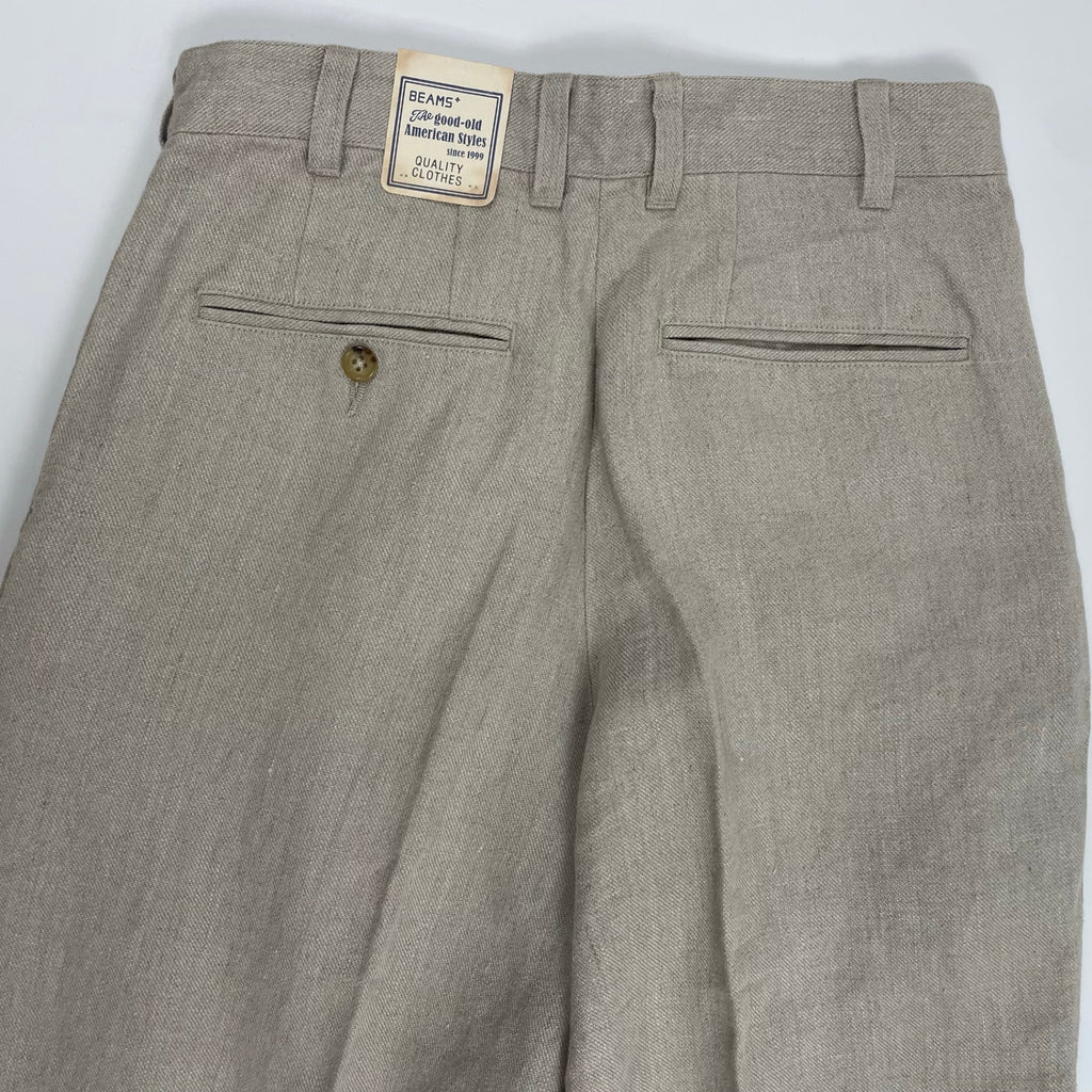 BEAMS PLUS ビームスプラス / 2プリーツリネンパンツ 未使用品 参考定価：16,000+tax SIZE:XS