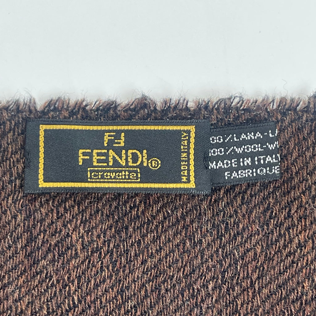 FENDI フェンディ / ロゴジャガードマフラー ブラウン×ブラック MADE IN ITALY