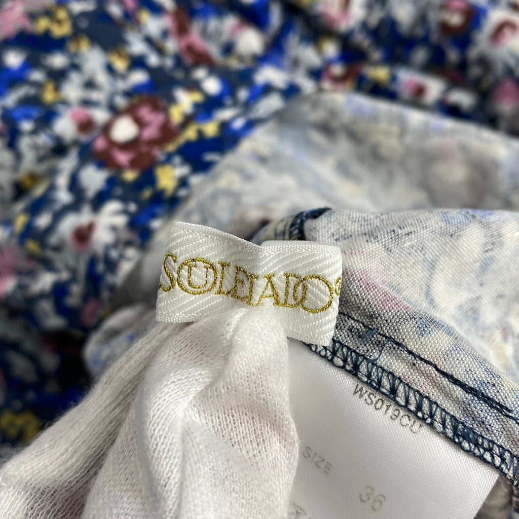 SOULEIADO ソレイアード / フラワープリント クロップドブラウス ボリュームスリーブ SIZE：36