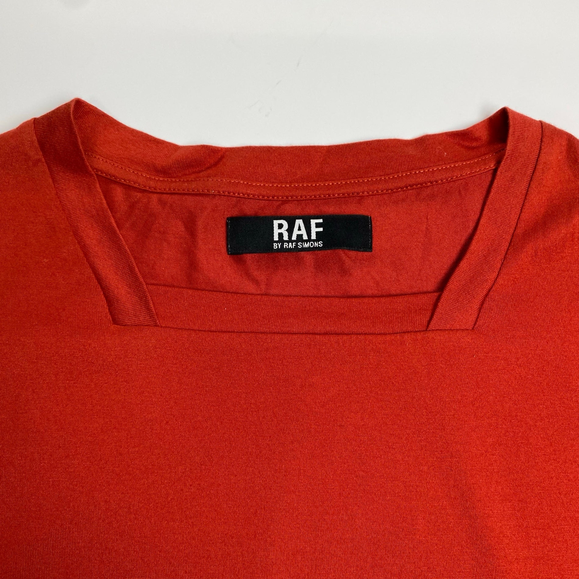RAF BY RAF SIMONS ラフバイラフシモンズ / アーカイブ スクエアネック Tシャツ レッド SIZE：M