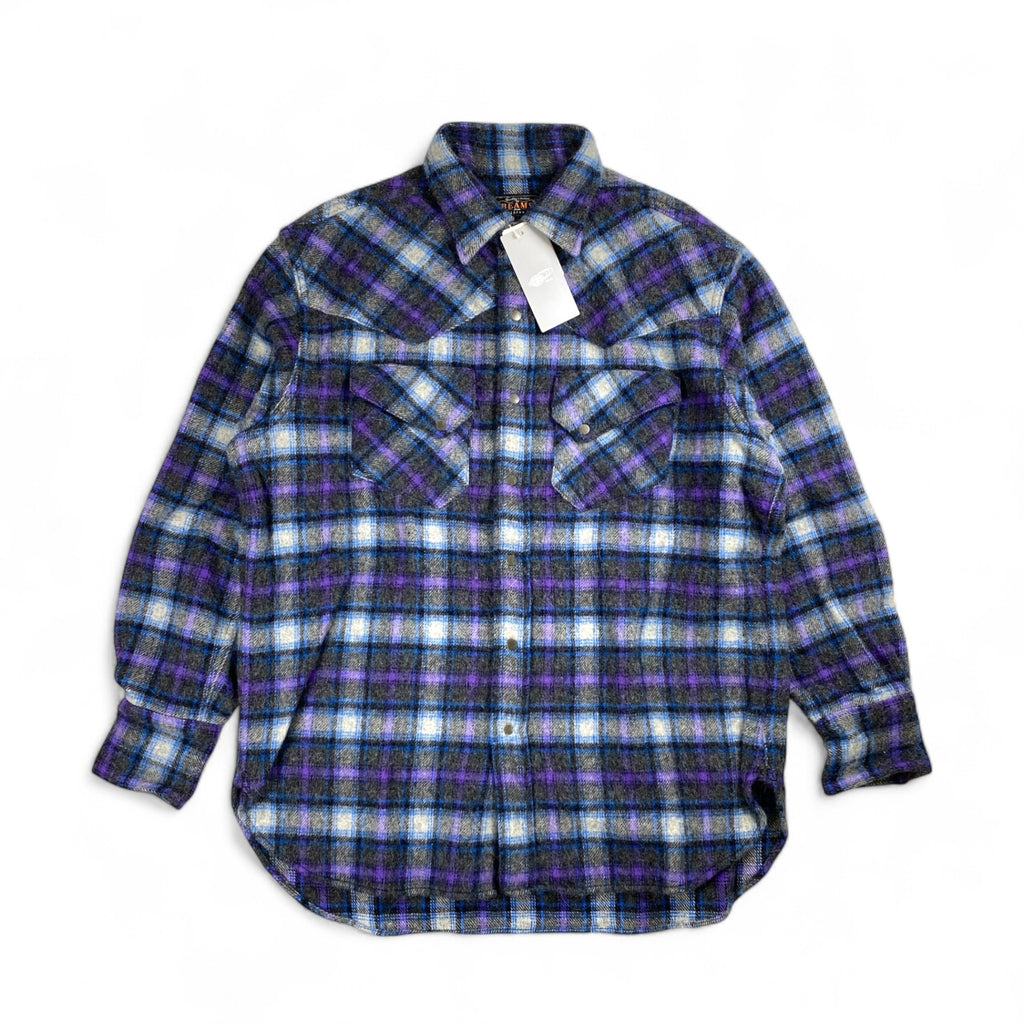 【タグ付】BEAMS PLUS ビームスプラス / Western Shirt Wool/Alpaca Plaid Shaggy ウエスタン フランネル チェックシャツ SIZE:M