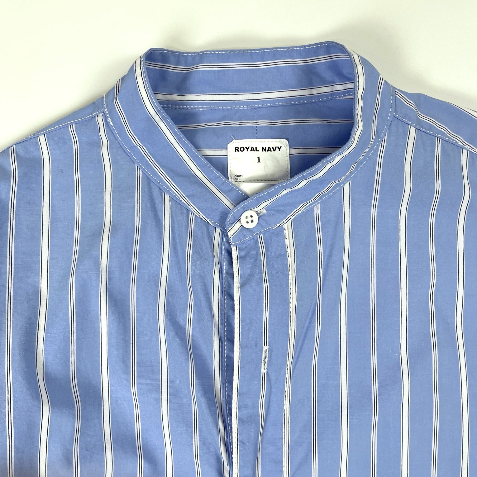 ROYAL NAVY / バンドカラーストライプシャツ 参考定価：9,000+tax SIZE:1