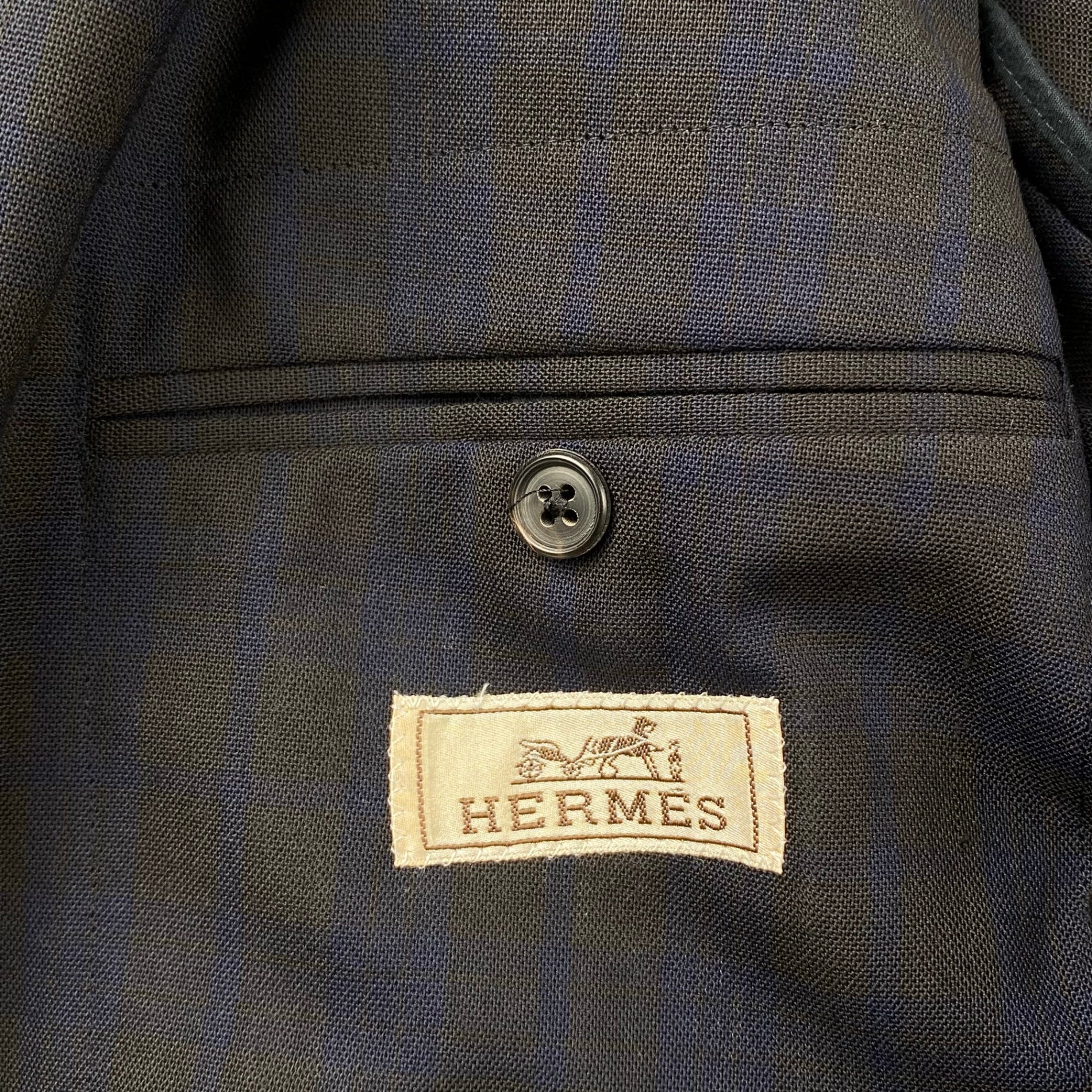 【極美品】 HERMES エルメス / チェック柄 アンコン テーラードジャケット SIZE:48