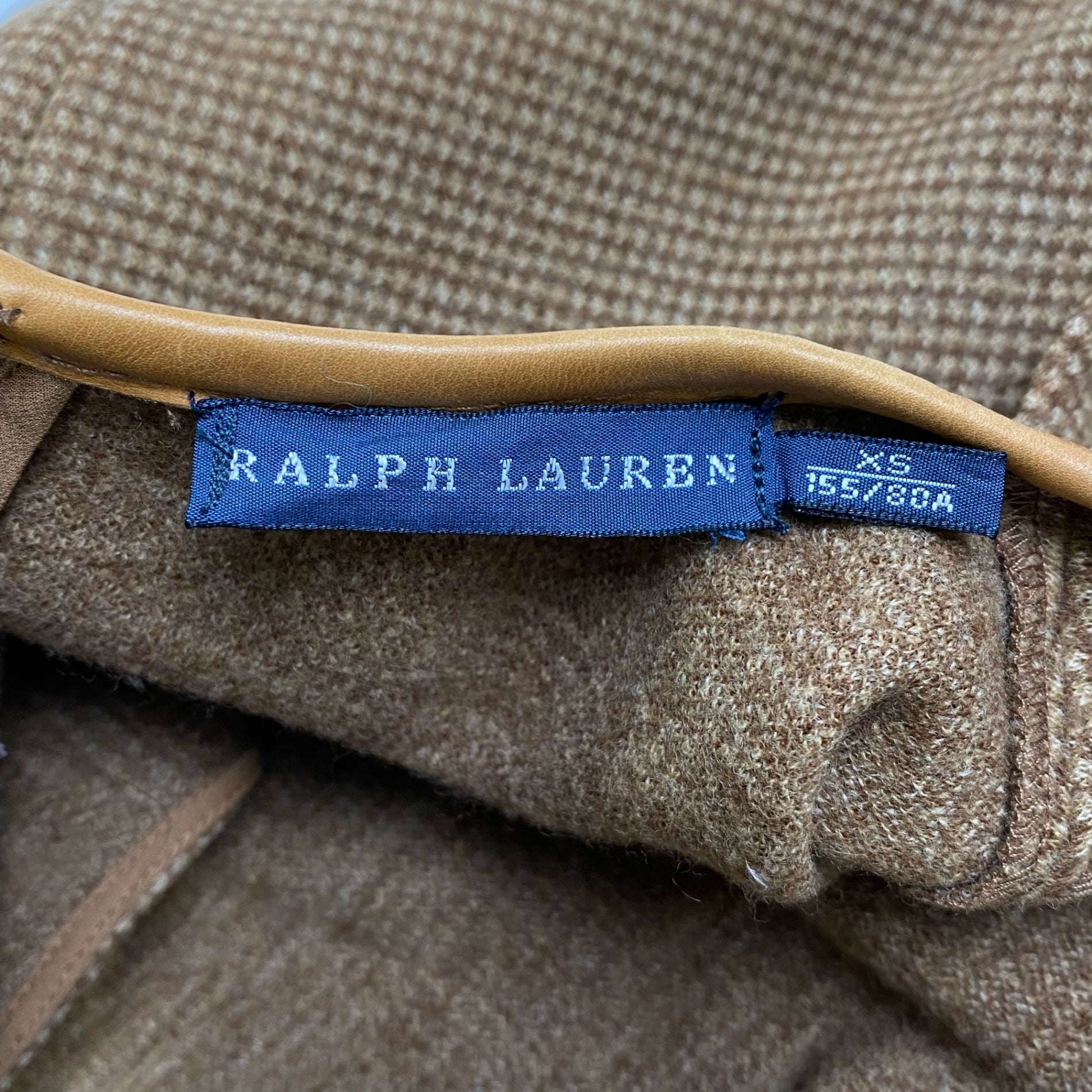 RALPH LAUREN ラルフローレン / ツイードワンピース レザー切替 ウール100％ 参考定価：48,000+tax SIZE：XS