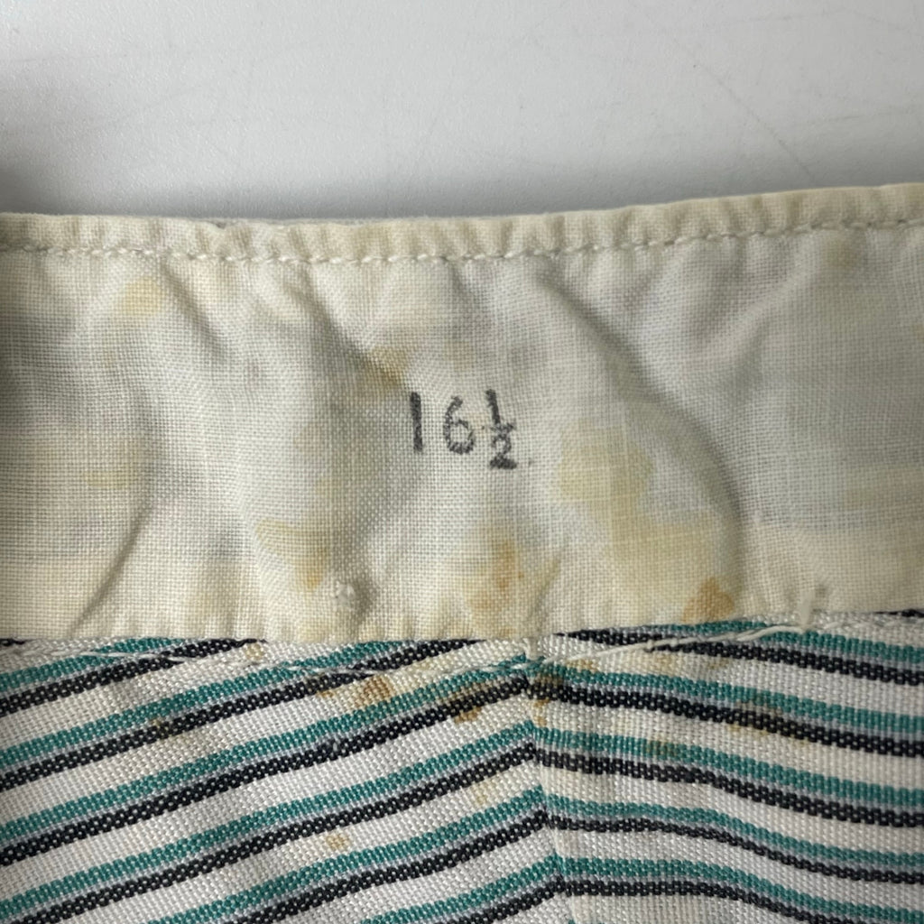 EURO VINTAGE / 40sフレンチドレスグランパシャツ マチ付 SIZE:16 1/2(L程度)