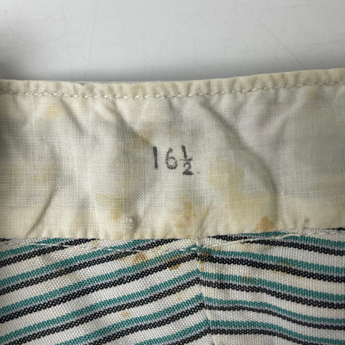 EURO VINTAGE / 40sフレンチドレスグランパシャツ マチ付 SIZE:16 1/2(L程度)