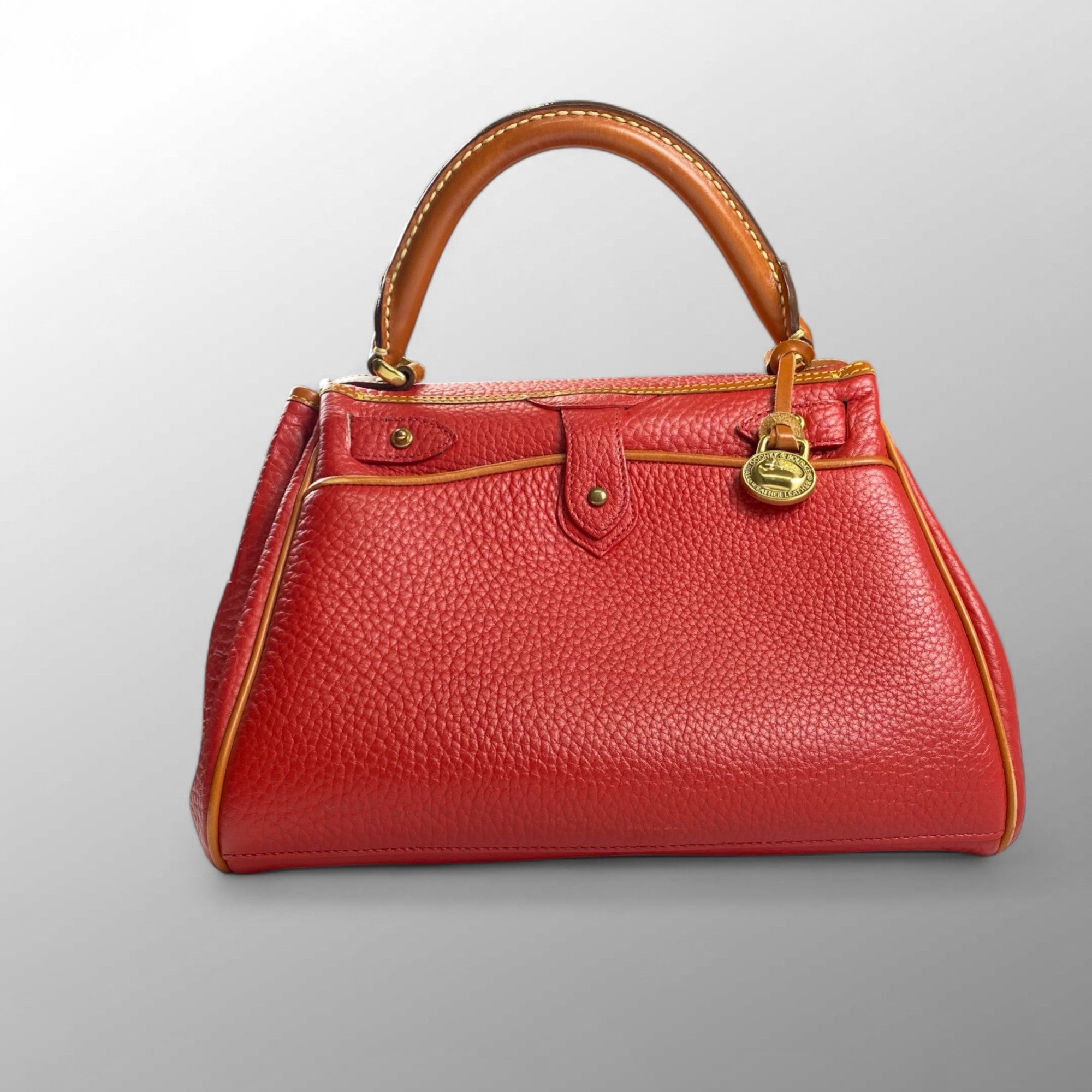 DOONEY＆BOURKE ドゥーニーアンドバーク / ワンハンドル ハンドバッグ シボ革 レザー レッド×ブラウン ユニセックス