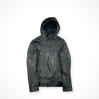 HELMUT LANG / アシンメトリーレザーフーディ 09年製 SIZE:S