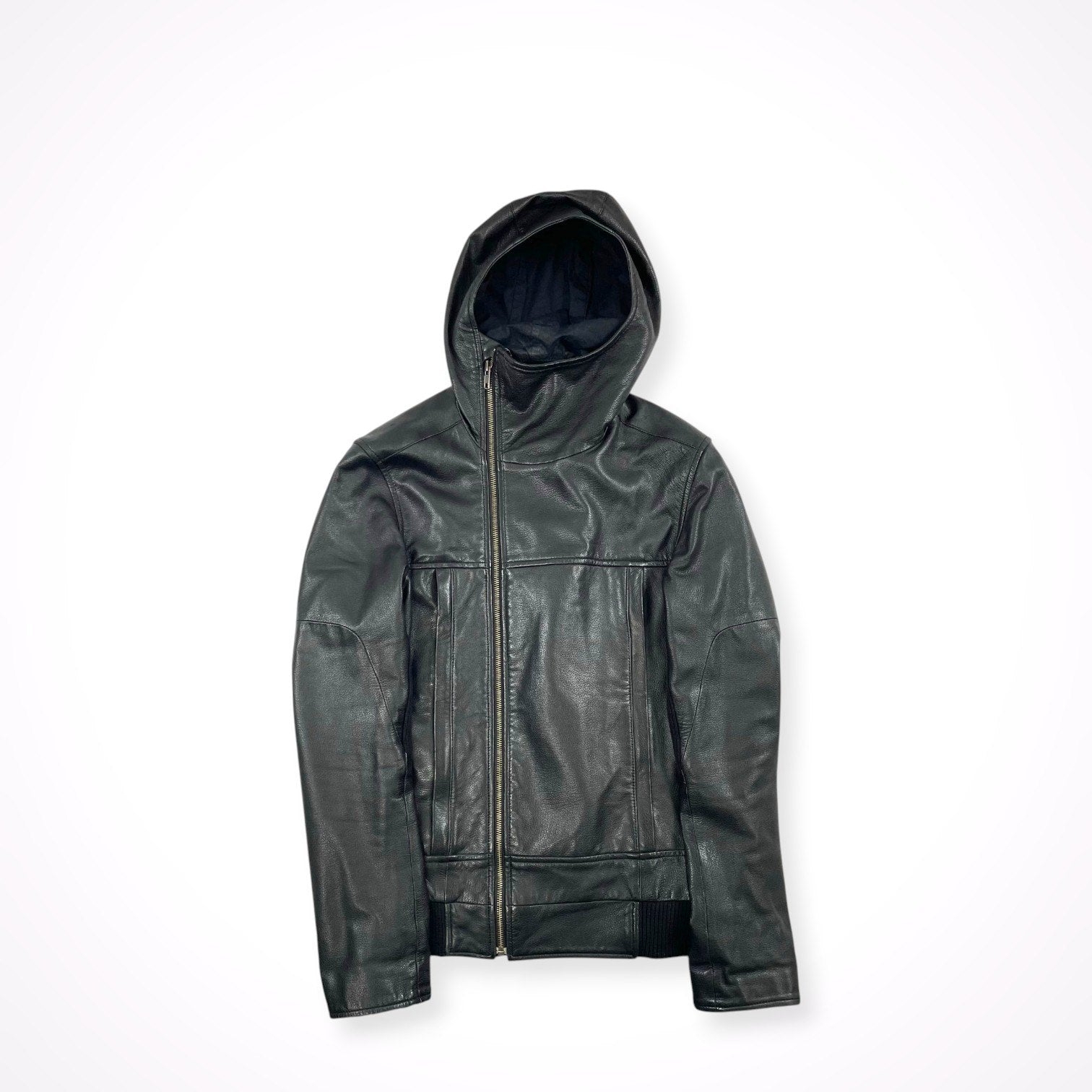 HELMUT LANG / アシンメトリーレザーフーディ 09年製 SIZE:S