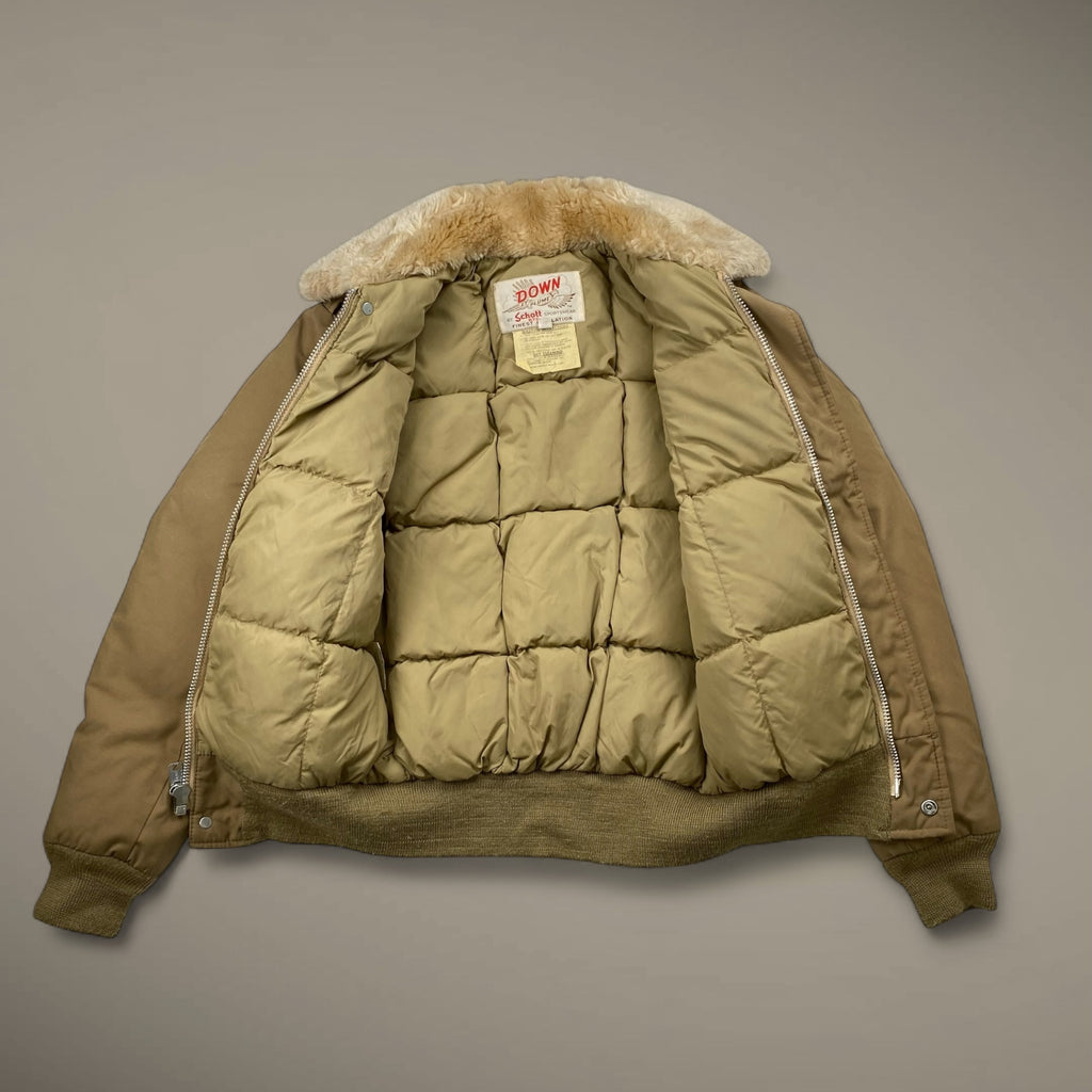 70年代 VINTAGE Schott ショット / ヴィンテージ ダウンジャケット フライトジャケット TALONジップ  ミリタリー SIZE：XS