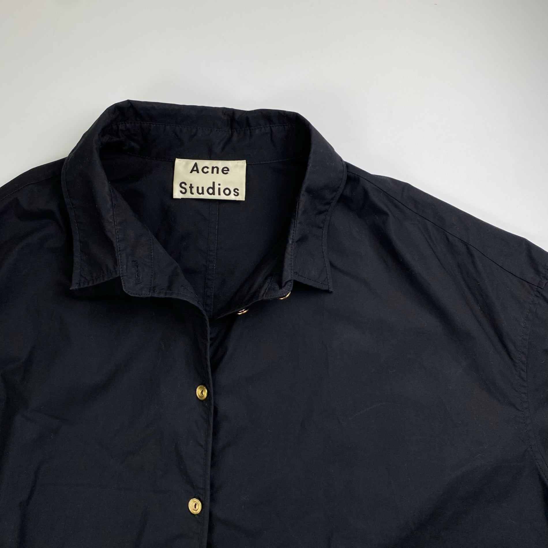 Acne Studios アクネ ストゥディオズ / ビッグシルエットシャツワンピース コットン100％ 金ボタン 参考定価：39,000+tax SIZE:34