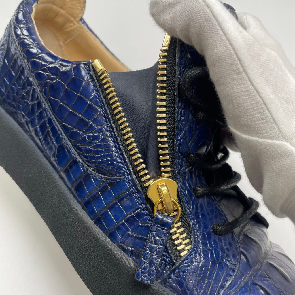 GIUSEPPE ZANOTTI ジュゼッペ ザノッティ / クロコ型押しスニーカー ネイビー 美品 参考定価：90,000程度 SIZE:43