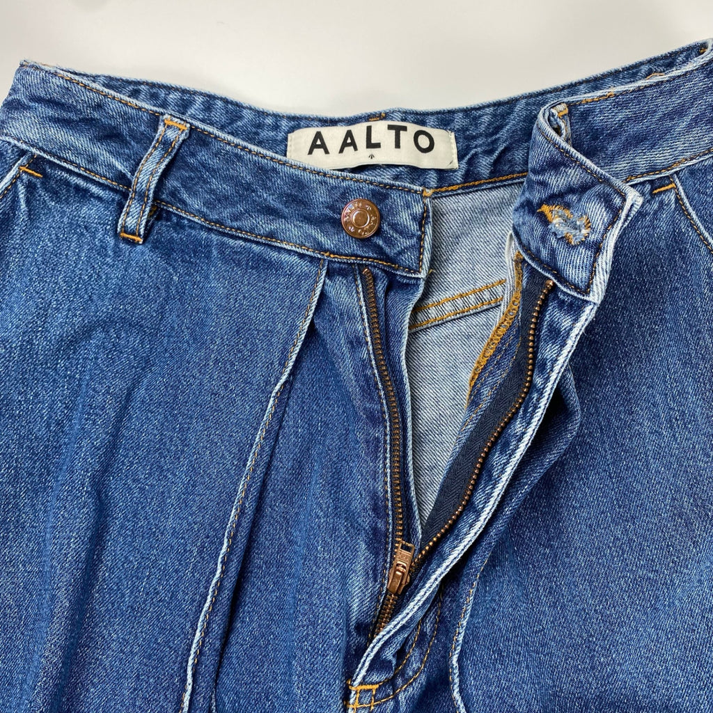 AALTO アールト / Jean with pleats ワイド デニムパンツ カットオフ SIZE:36