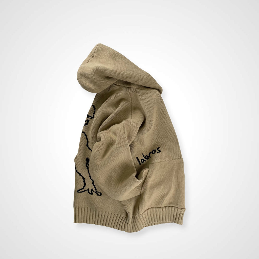 LABROS ラブロス / DINO HOODED SWEATER ニットパーカー ベージュ 参考定価：25,000程度 SIZE:L