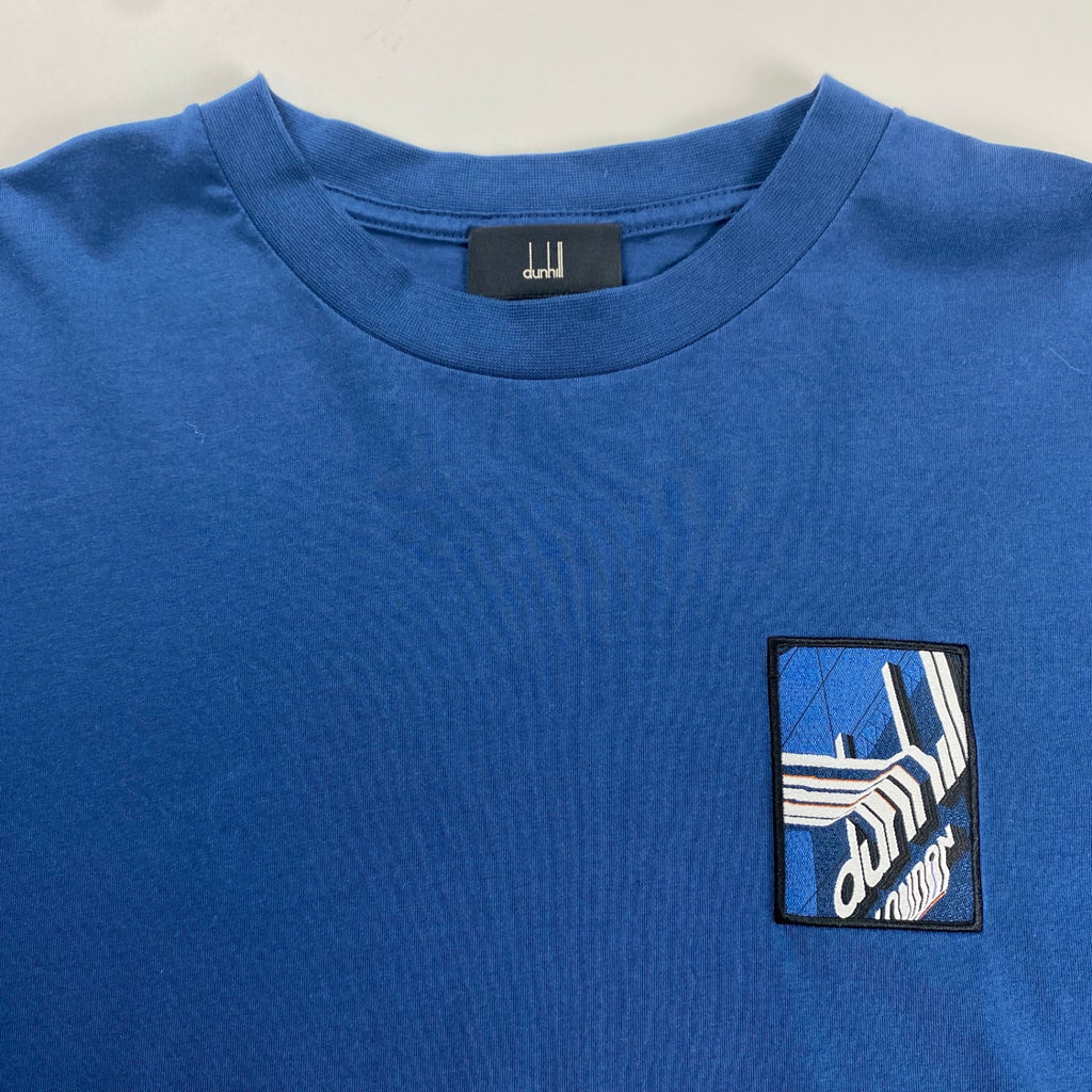 【美品】 dunhill ダンヒル / ワッペン ワンポイント ロゴTEE Tシャツ ダークブルー 近年モデル SIZE:L
