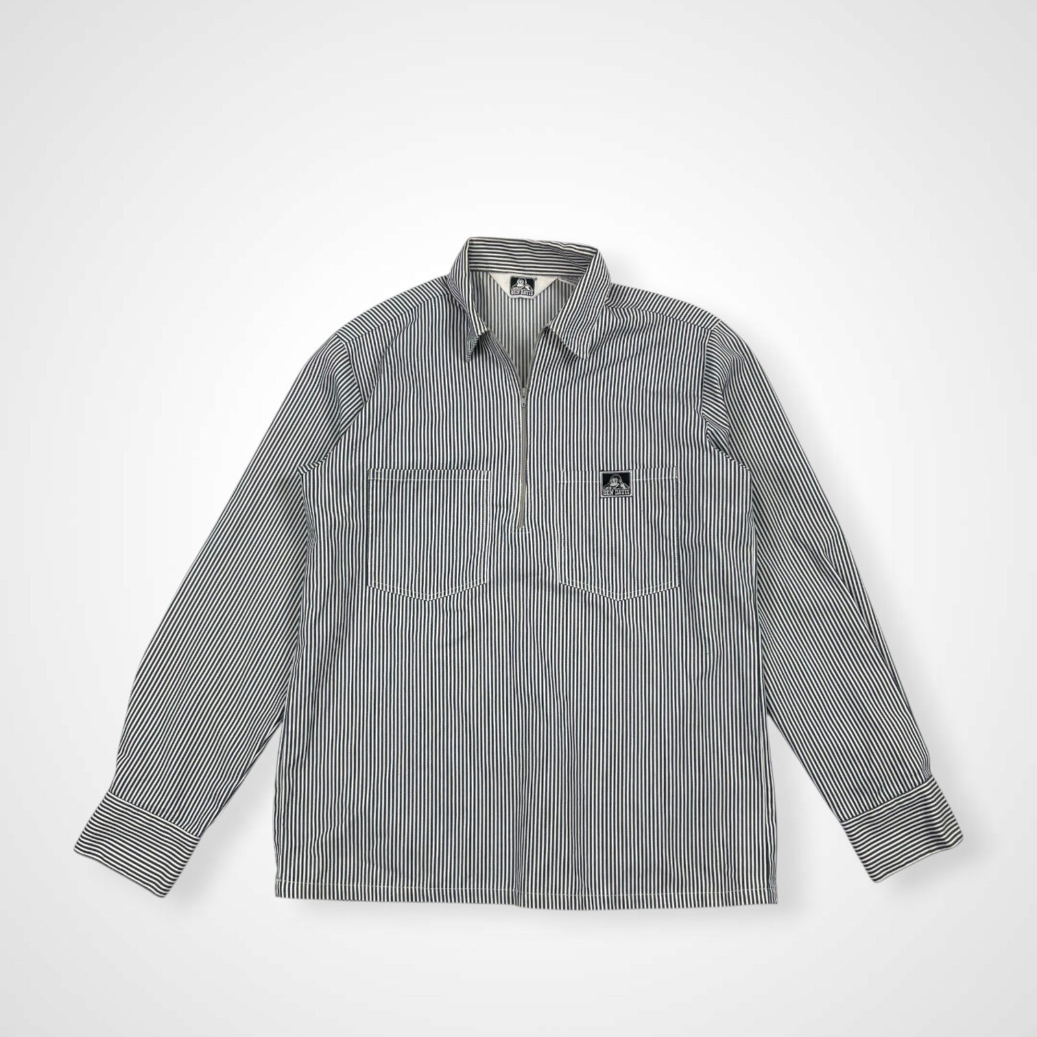 BEN DAVIS ベンデイビス / ハーフジップヒッコリーシャツジャケット 日本製 SIZE：M