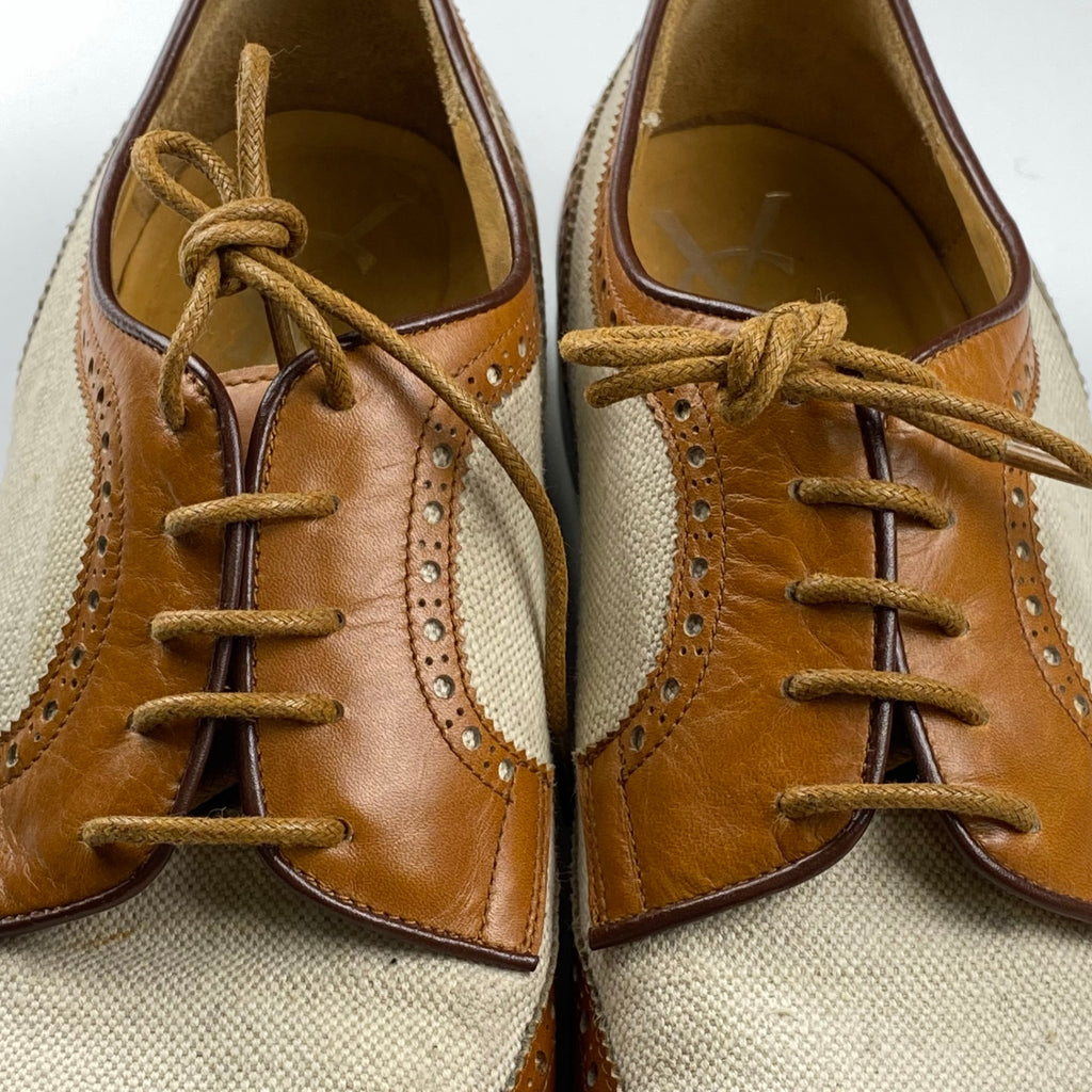 【VINTAGE】 YVES SAINT LAURENT イブサンローラン / ヴィンテージ キャンバス×レザー ウイングチップ SIZE：11