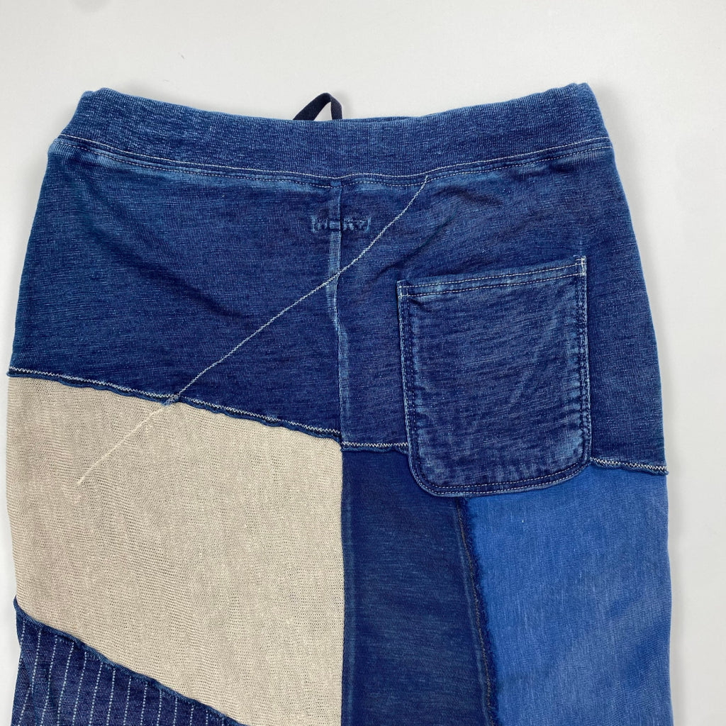 KAPITAL キャピタル / パッチワーク インディゴ タイト ロングスカート コットン リネン SIZE:XS