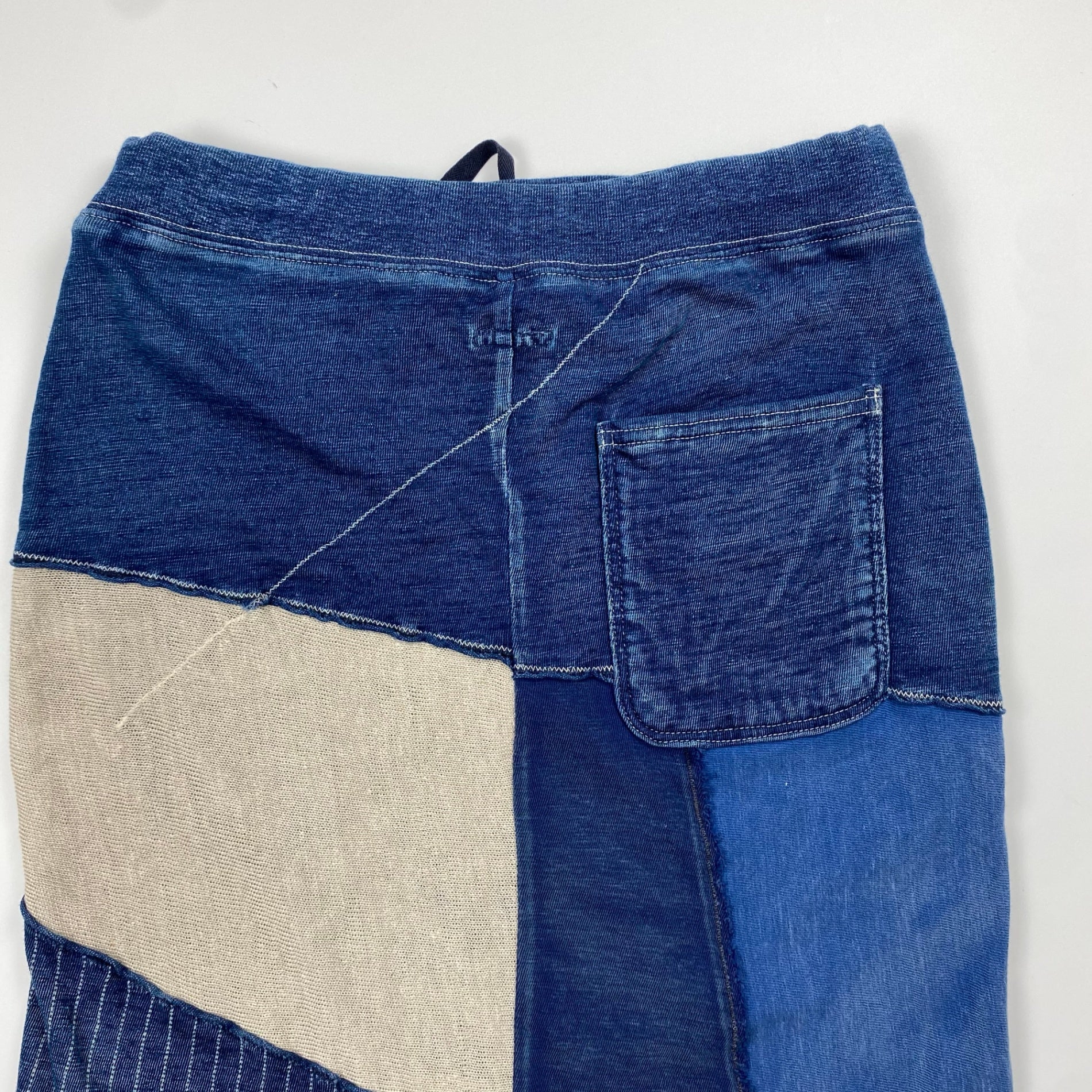 KAPITAL キャピタル / パッチワーク インディゴ タイト ロングスカート コットン リネン SIZE:XS