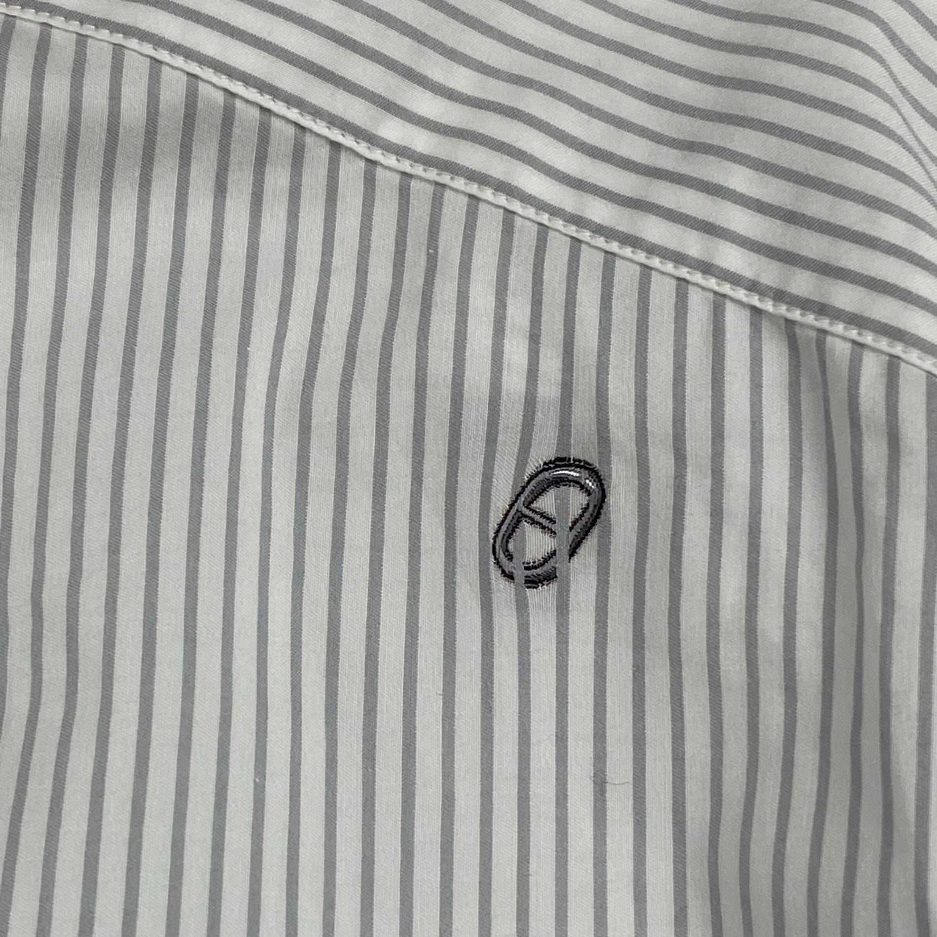 HERMES エルメス / シェーヌダンクル柄 ストライプ シャツ セリエボタン SIZE:40（L程度）