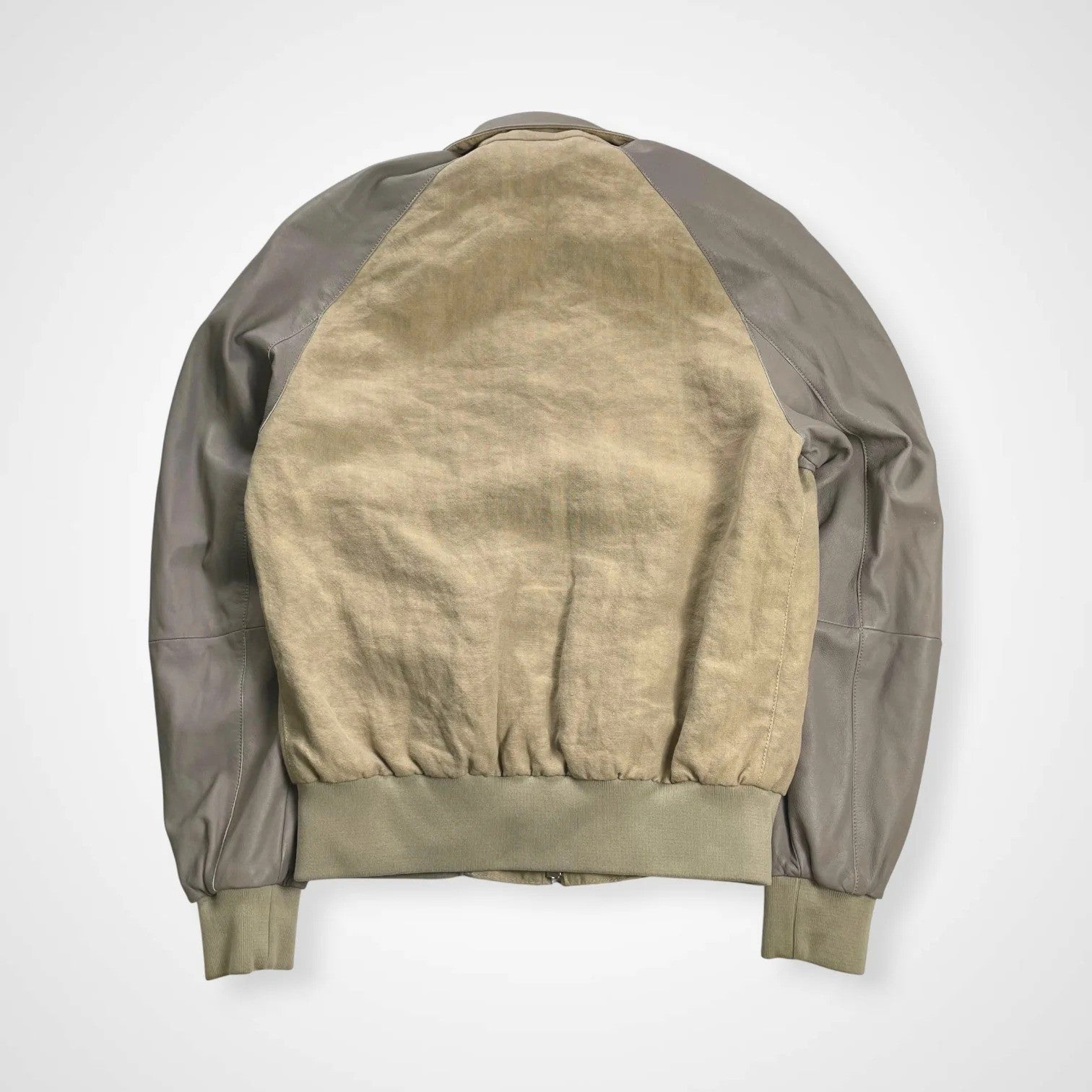 GIORGIO ARMANI ジョルジオ アルマーニ / ラムレザー×リネン 異素材MIX ハリントンジャケット ブルゾン G9タイプ 参考定価：300,000程度 SIZE:46