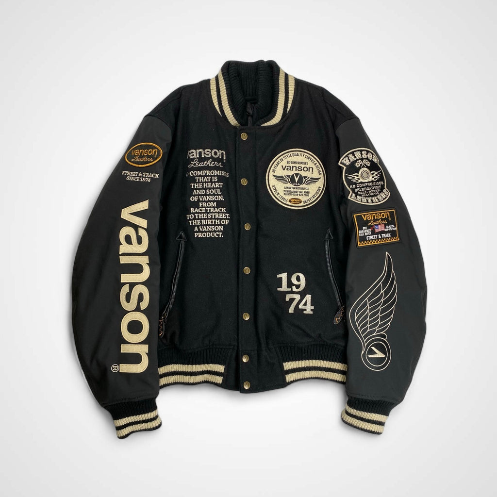 vanson バンソン / アワードジャケット スタジャン ブラック トランプワッペン SIZE:L