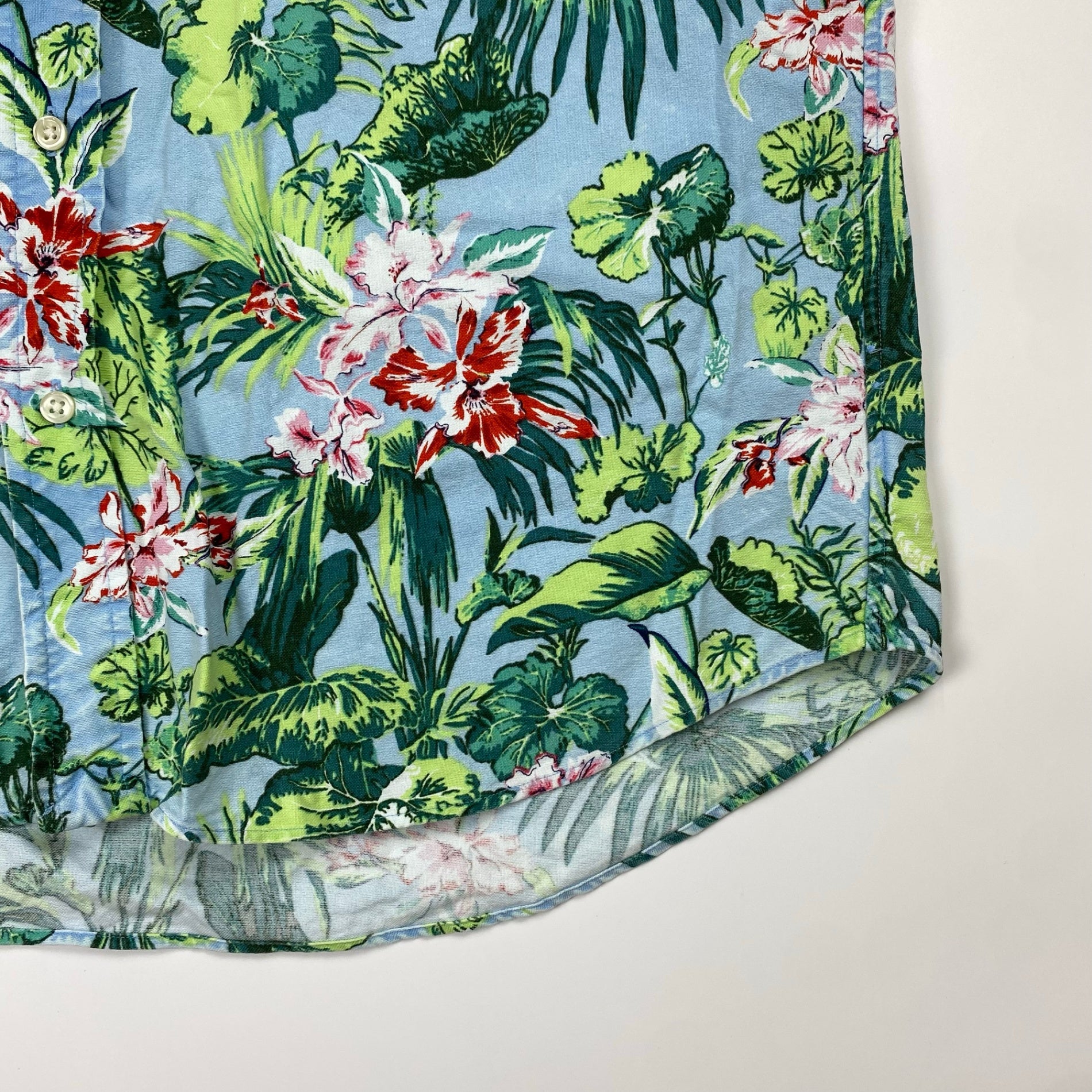 RALPH LAUREN ラルフローレン / ボタニカル アロハシャツ ボタンダウン コットン100％ SLIM FIT SIZE：XL