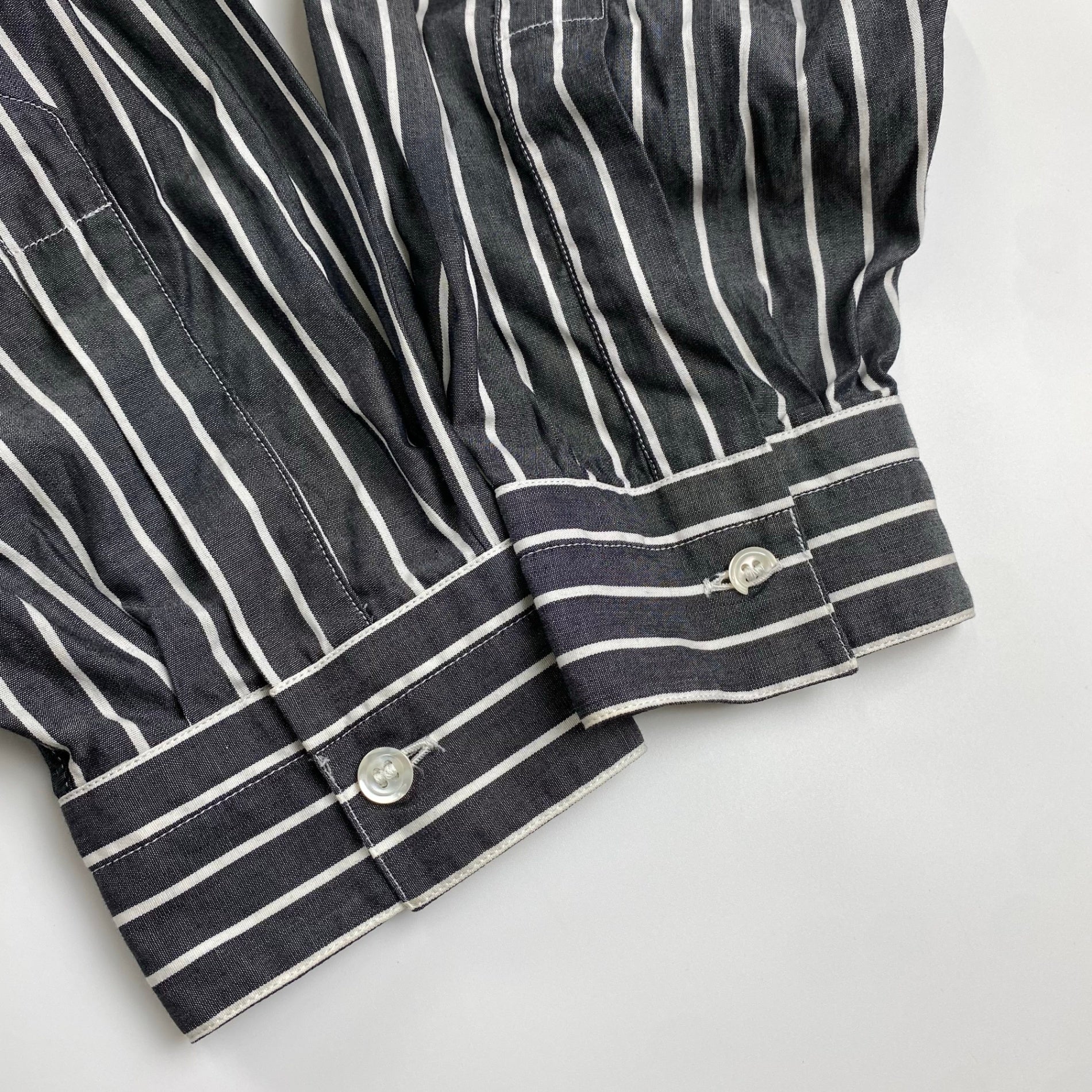 V2 BY VERSACE ベルサーチ ベルサーチェ ヴィンテージ / ストライプ シャツ ボタンダウン ビッグシルエット SIZE：M（XL程度）