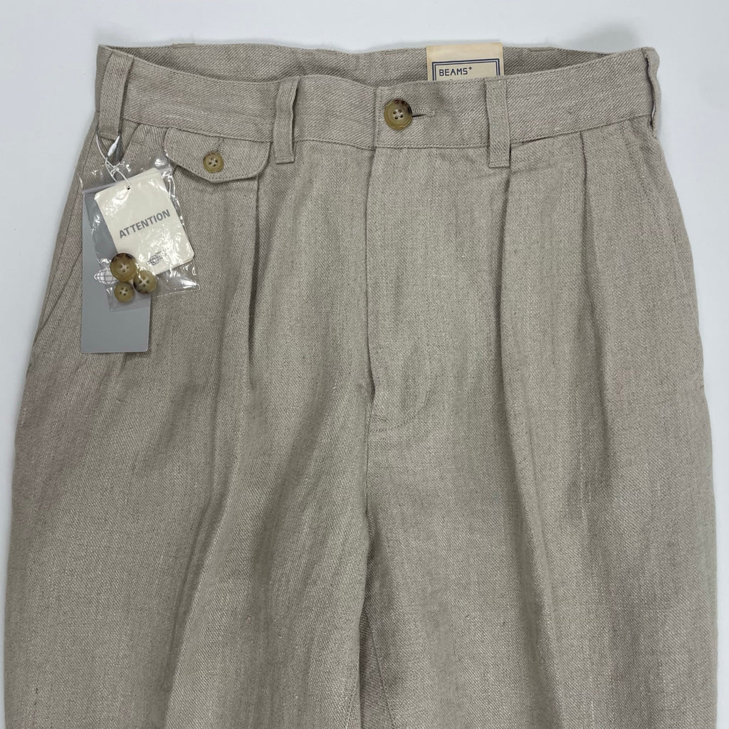 BEAMS PLUS ビームスプラス / 2プリーツリネンパンツ 未使用品 参考定価：16,000+tax SIZE:XS