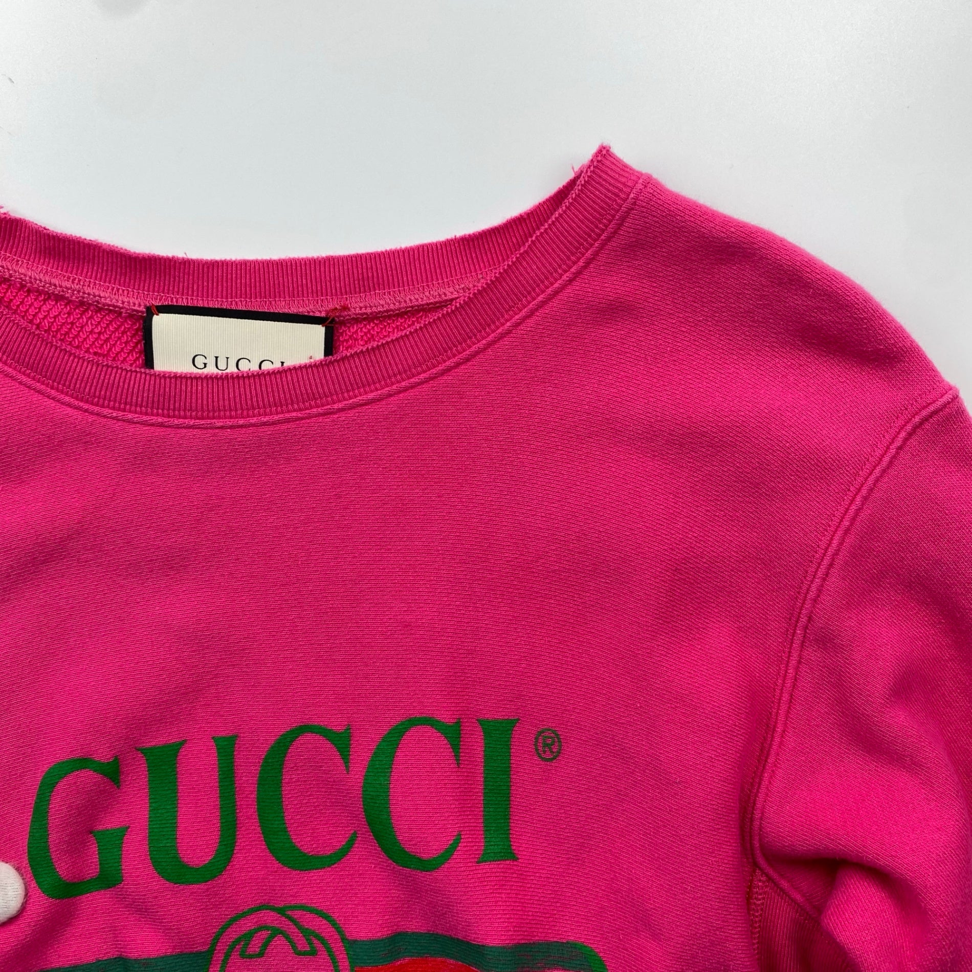 GUCCI グッチ / ヴィンテージロゴ プリント スウェット ダメージ加工 462018 SIZE：S